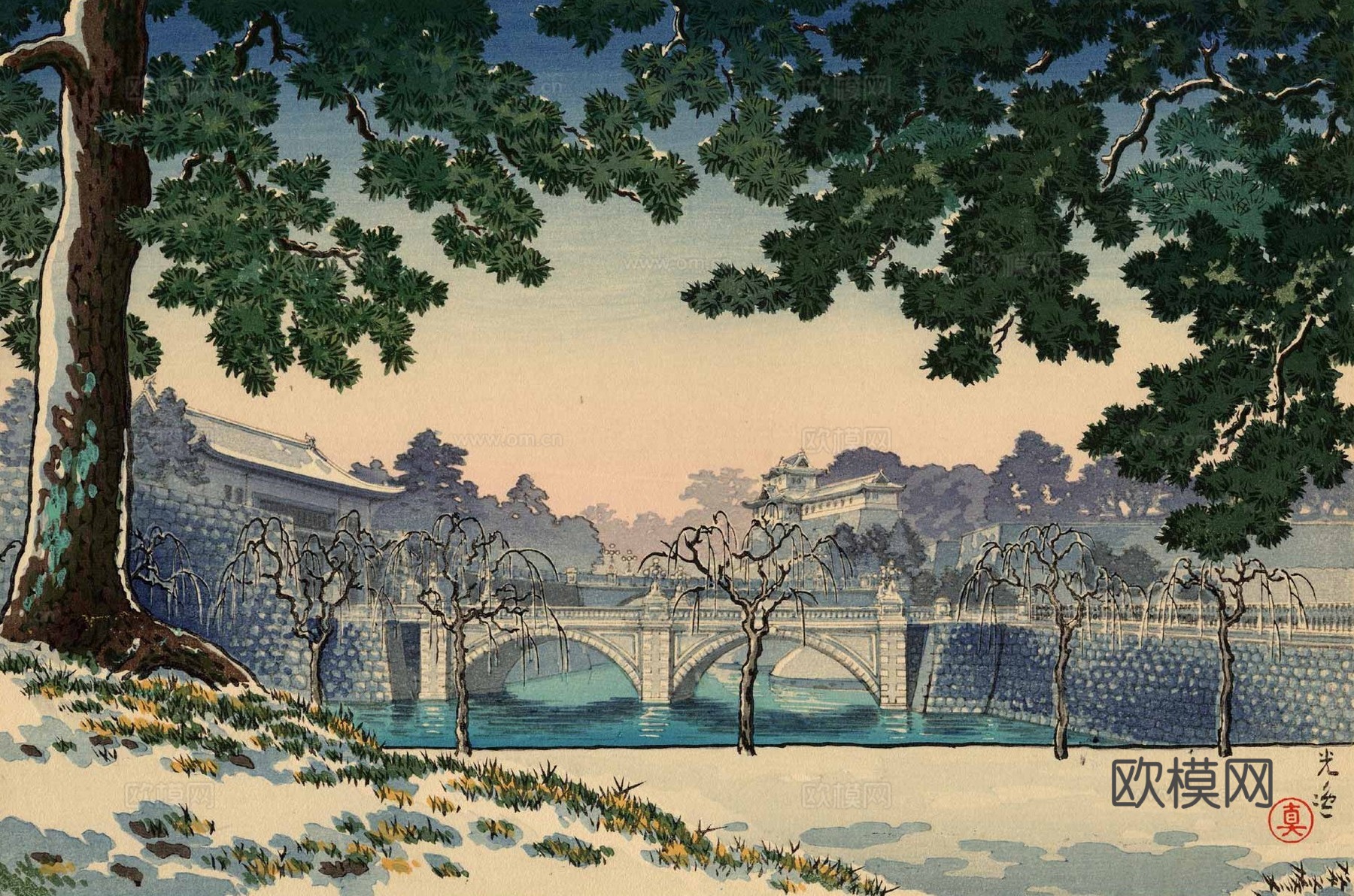 日本浮世绘风景画，日本著名景点风景画36