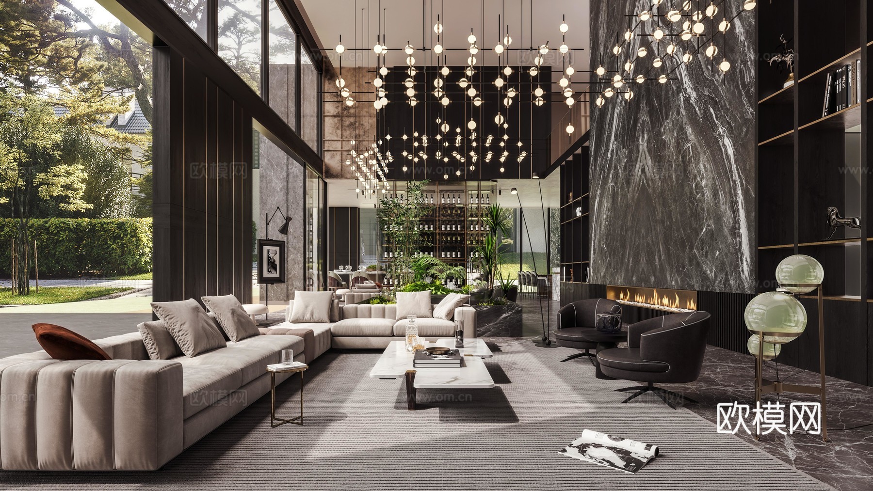 轻奢别墅 样板间 最新全套施工图 效果图合集cad施工图