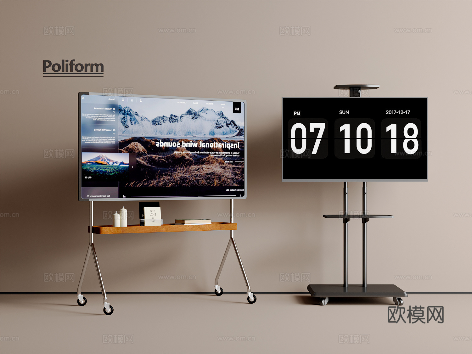 电视 移动电视 电视架子su模型