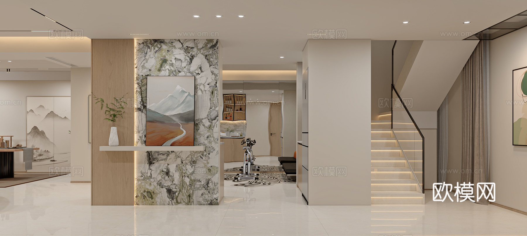 现代别墅地下室3d模型下载