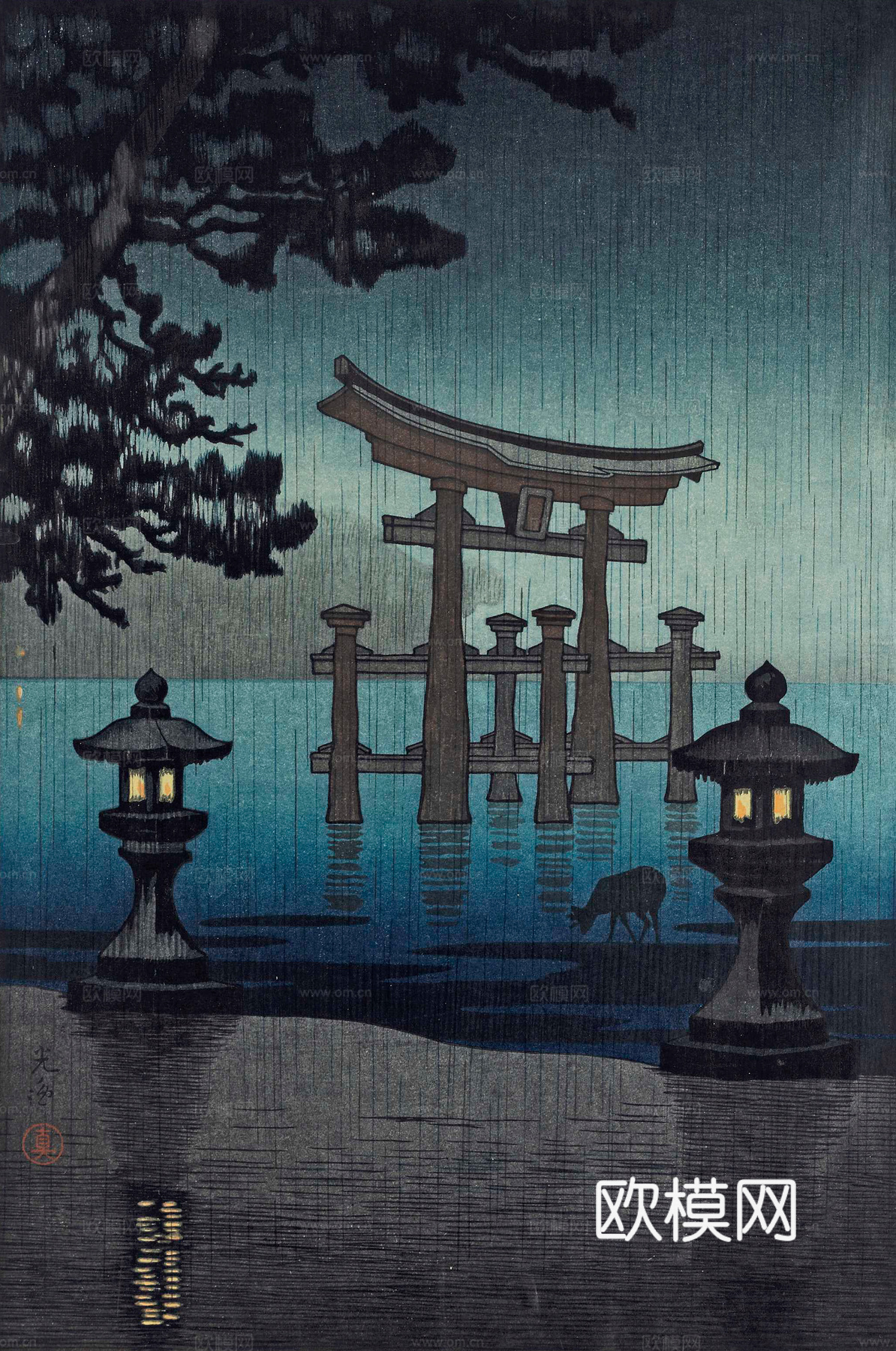 日本浮世绘风景画，日本著名景点风景画1