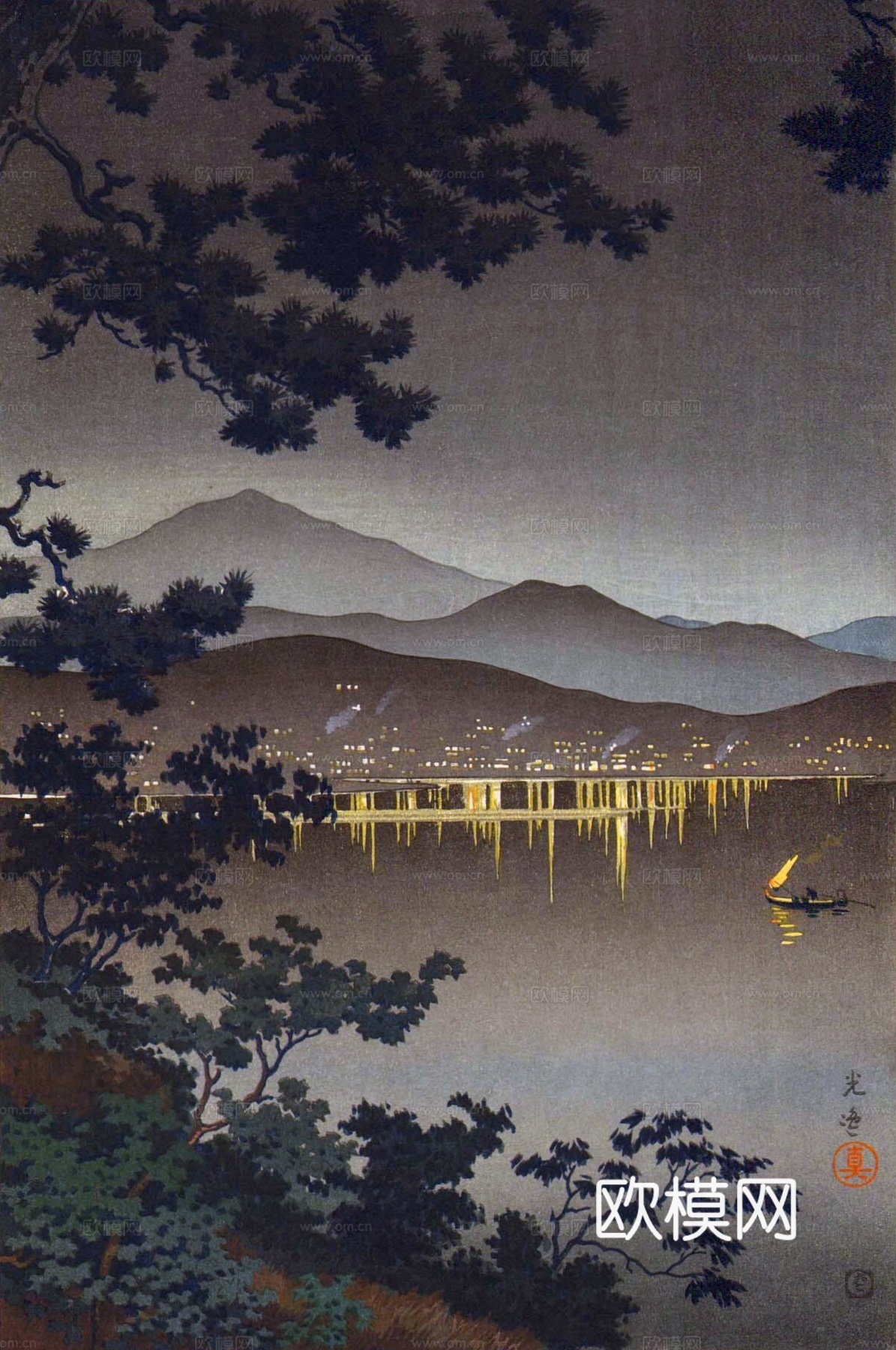 日本浮世绘风景画，日本著名景点风景画15