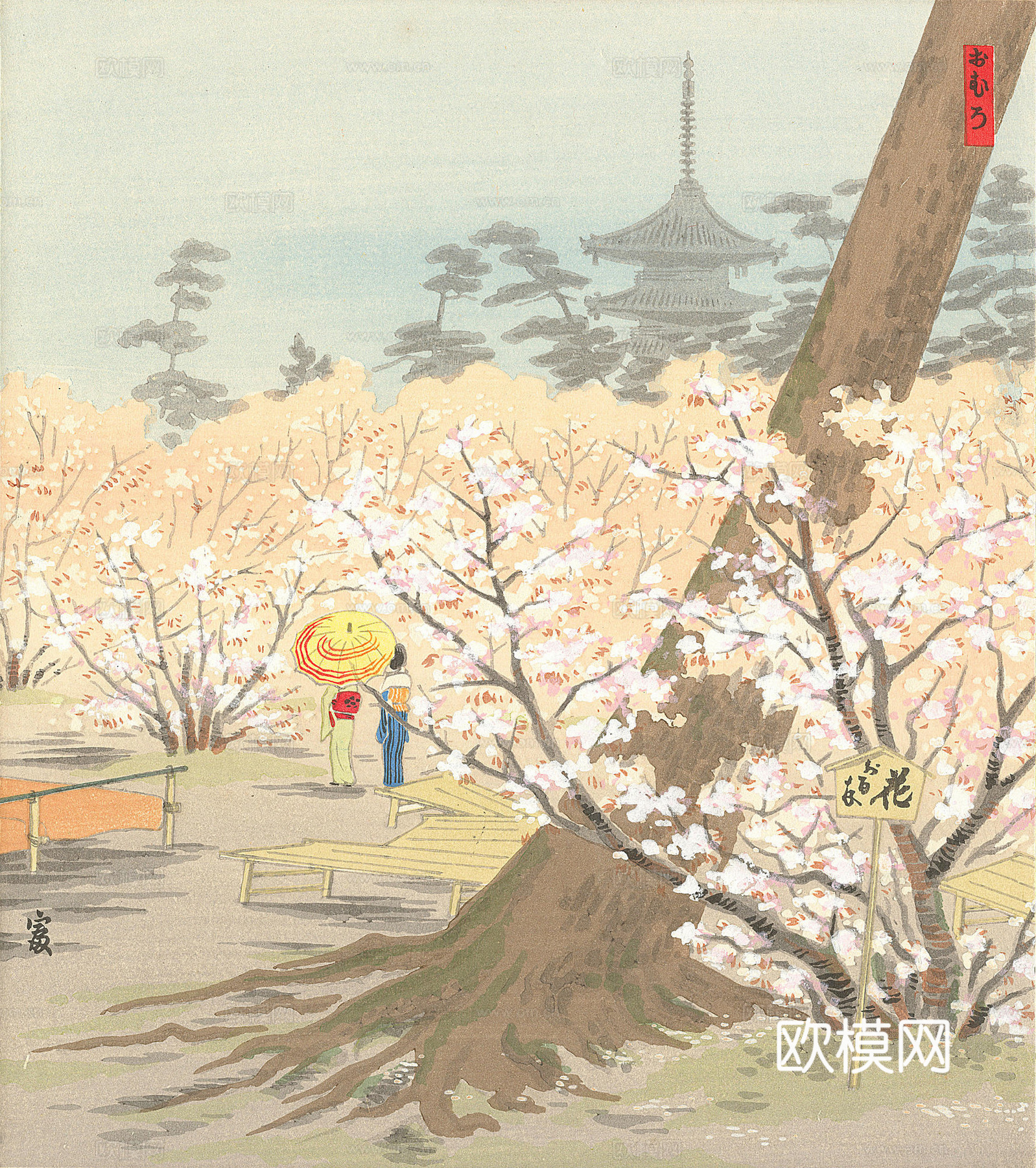 日本浮世绘风景画，日本著名景点绘画16