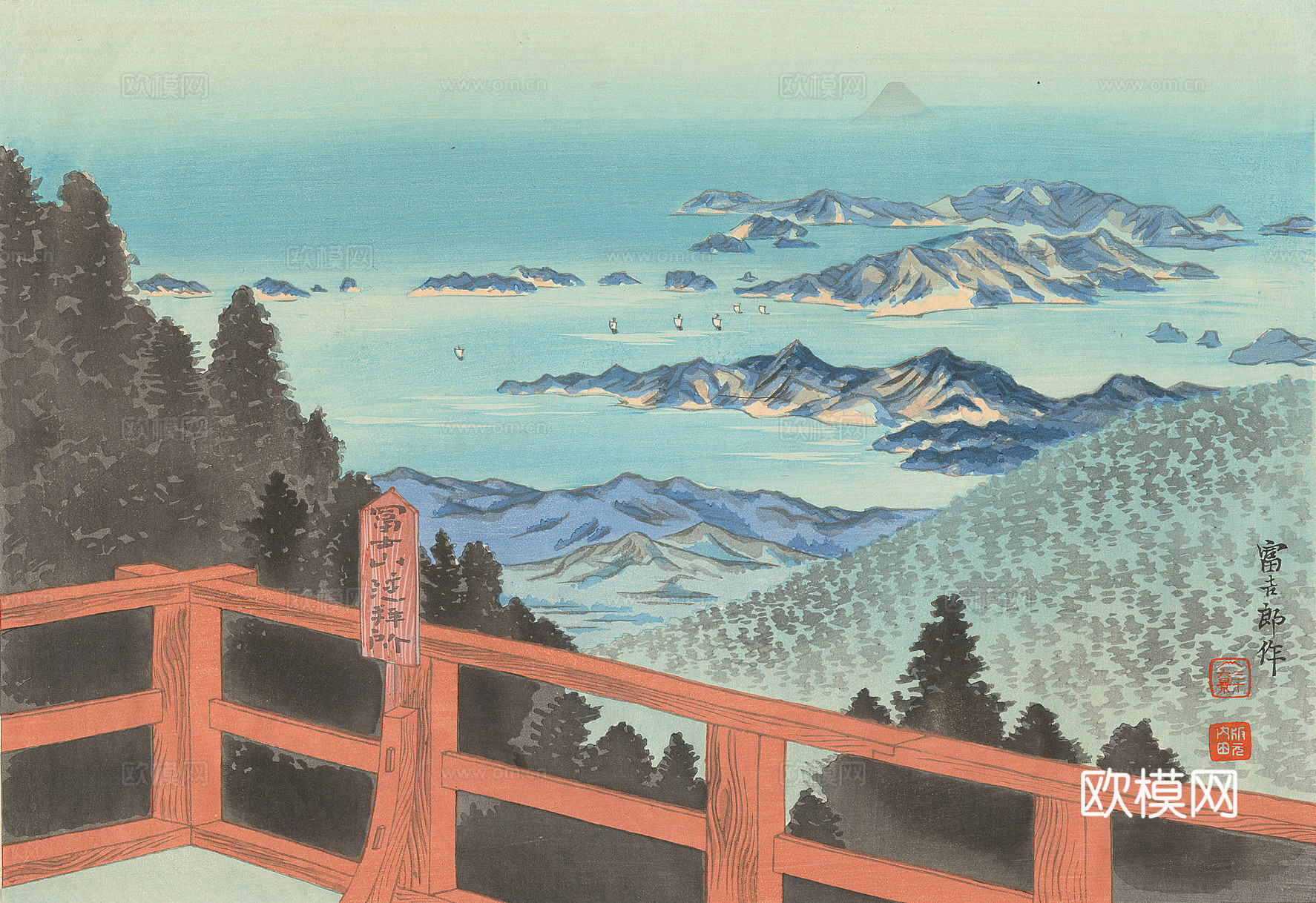 日本浮世绘风景画，日本著名景点绘画44