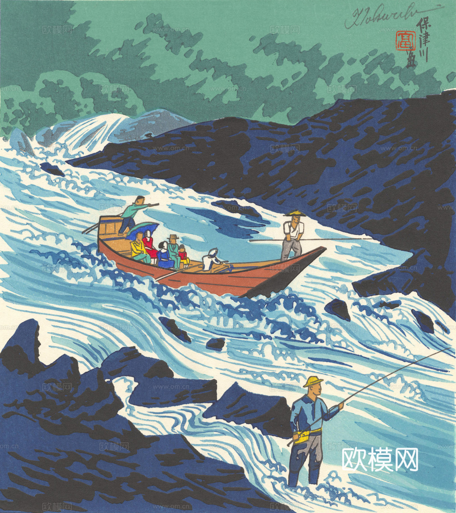 日本浮世绘风景画，日本著名景点绘画48