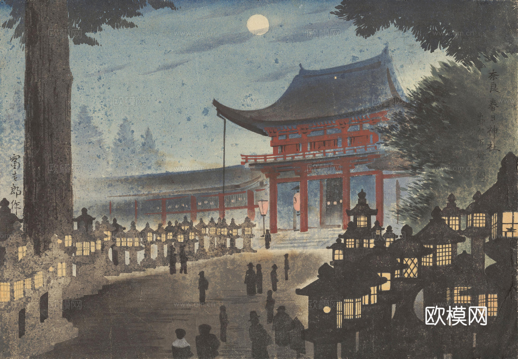 日本浮世绘风景画，日本著名景点绘画36