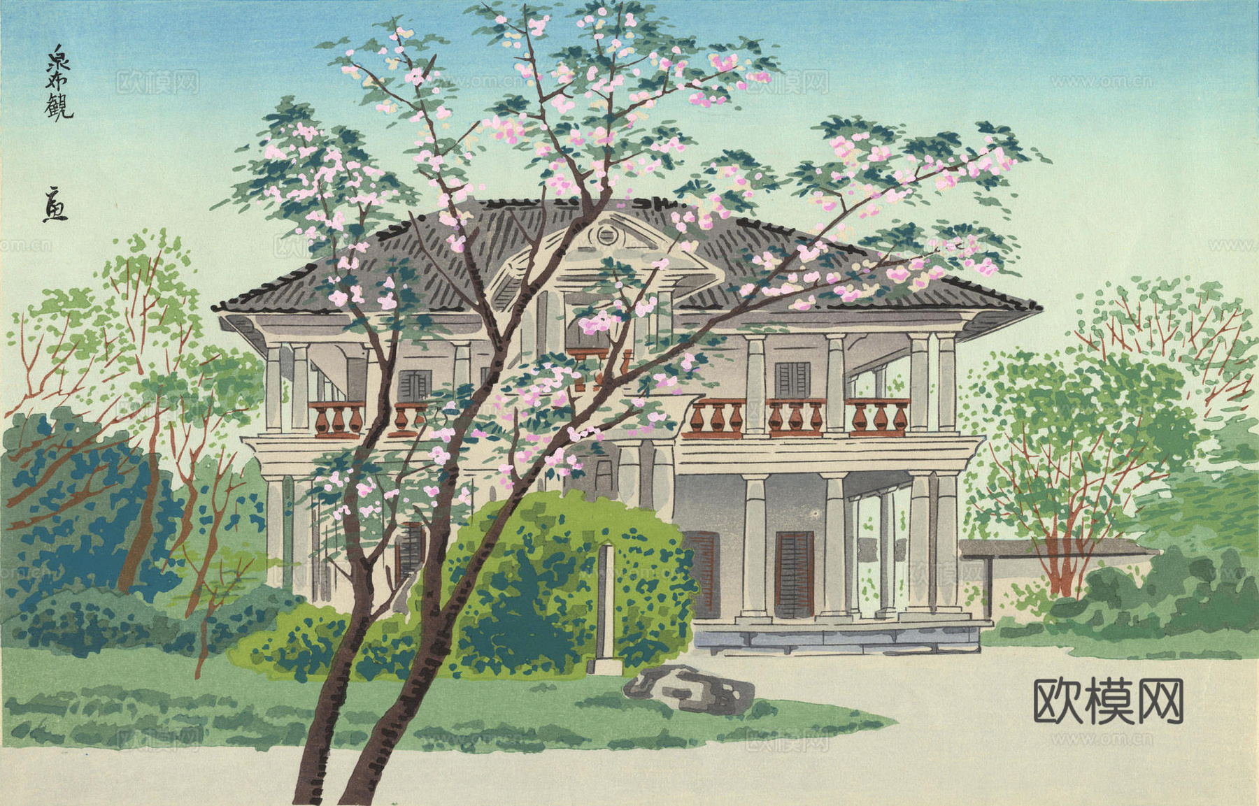 日本浮世绘风景画，日本著名景点绘画74