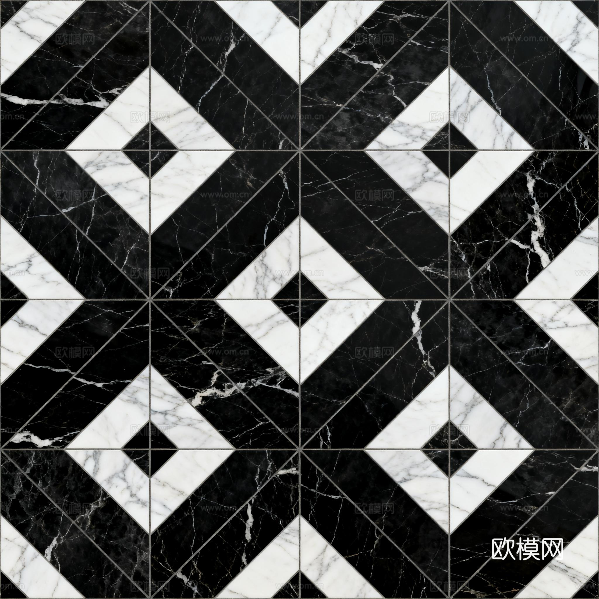 花砖 黑白石材拼花 花卉几何图案水刀石材拼花地砖 石材马赛克下载