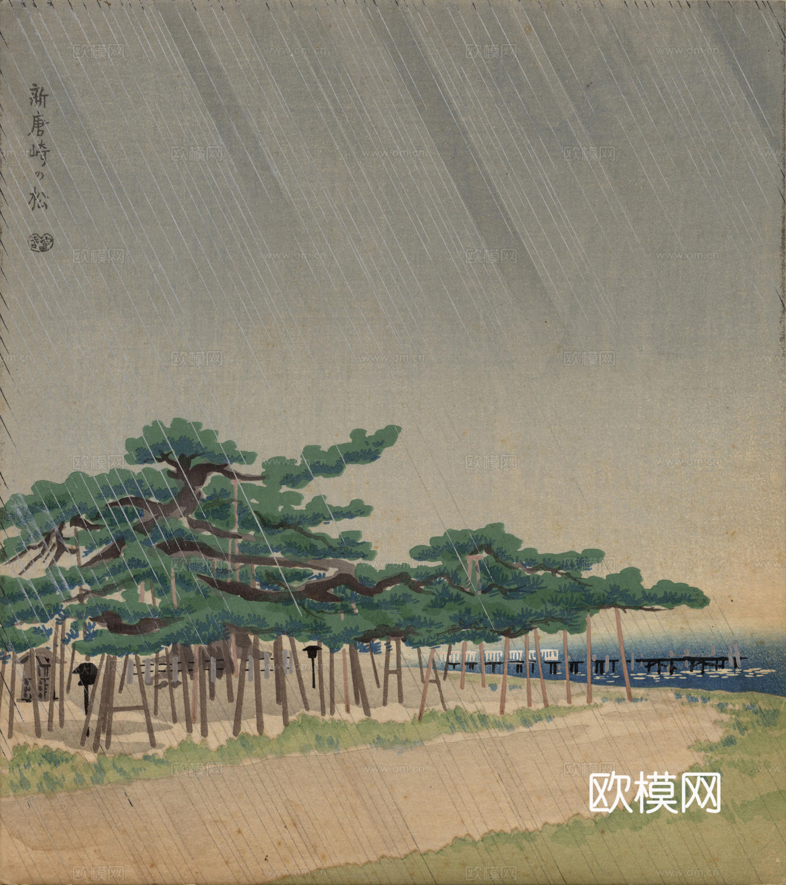 日本浮世绘风景画，日本著名景点绘画56