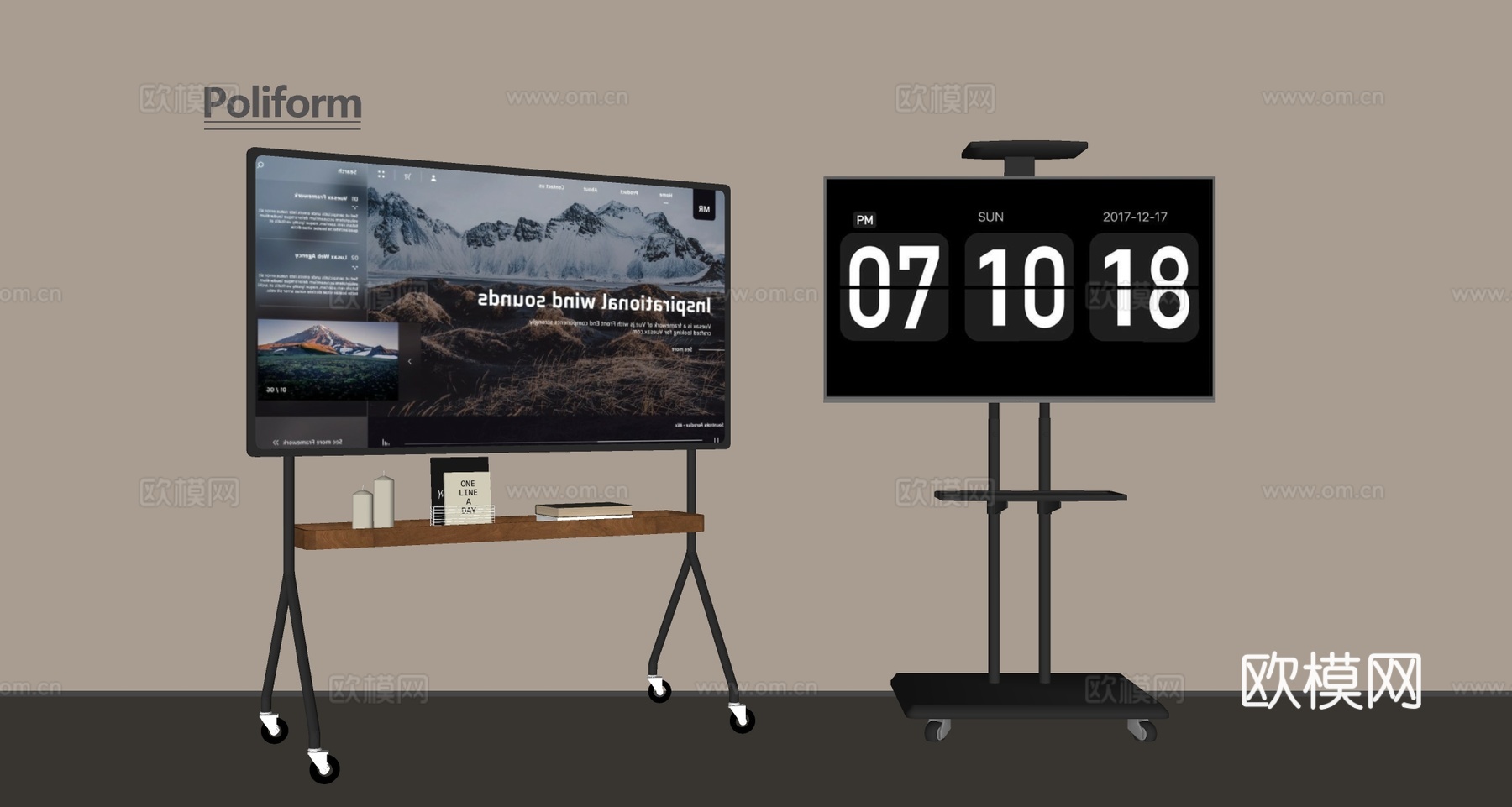 电视 移动电视 电视架子su模型