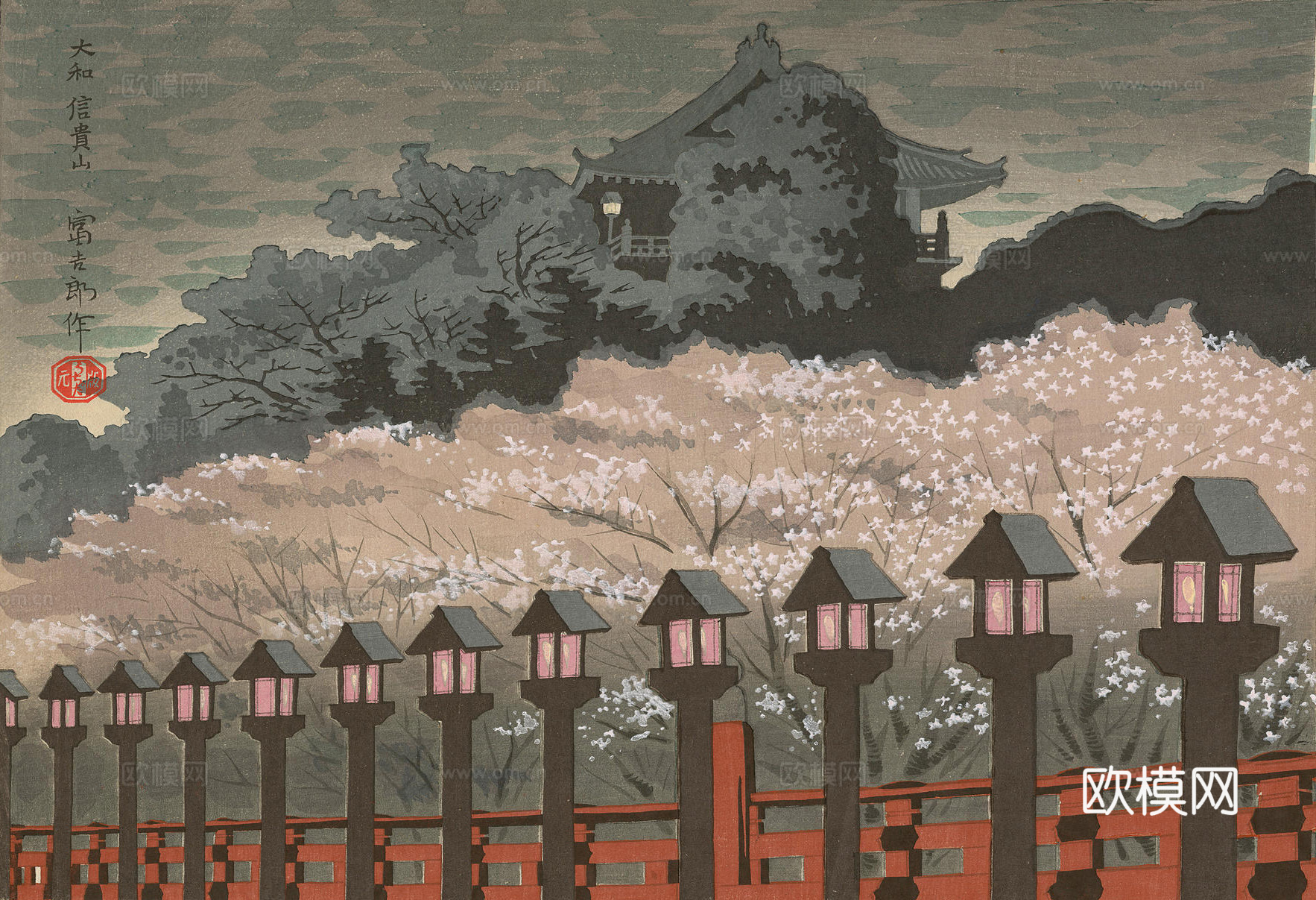 日本浮世绘风景画，日本著名景点绘画77