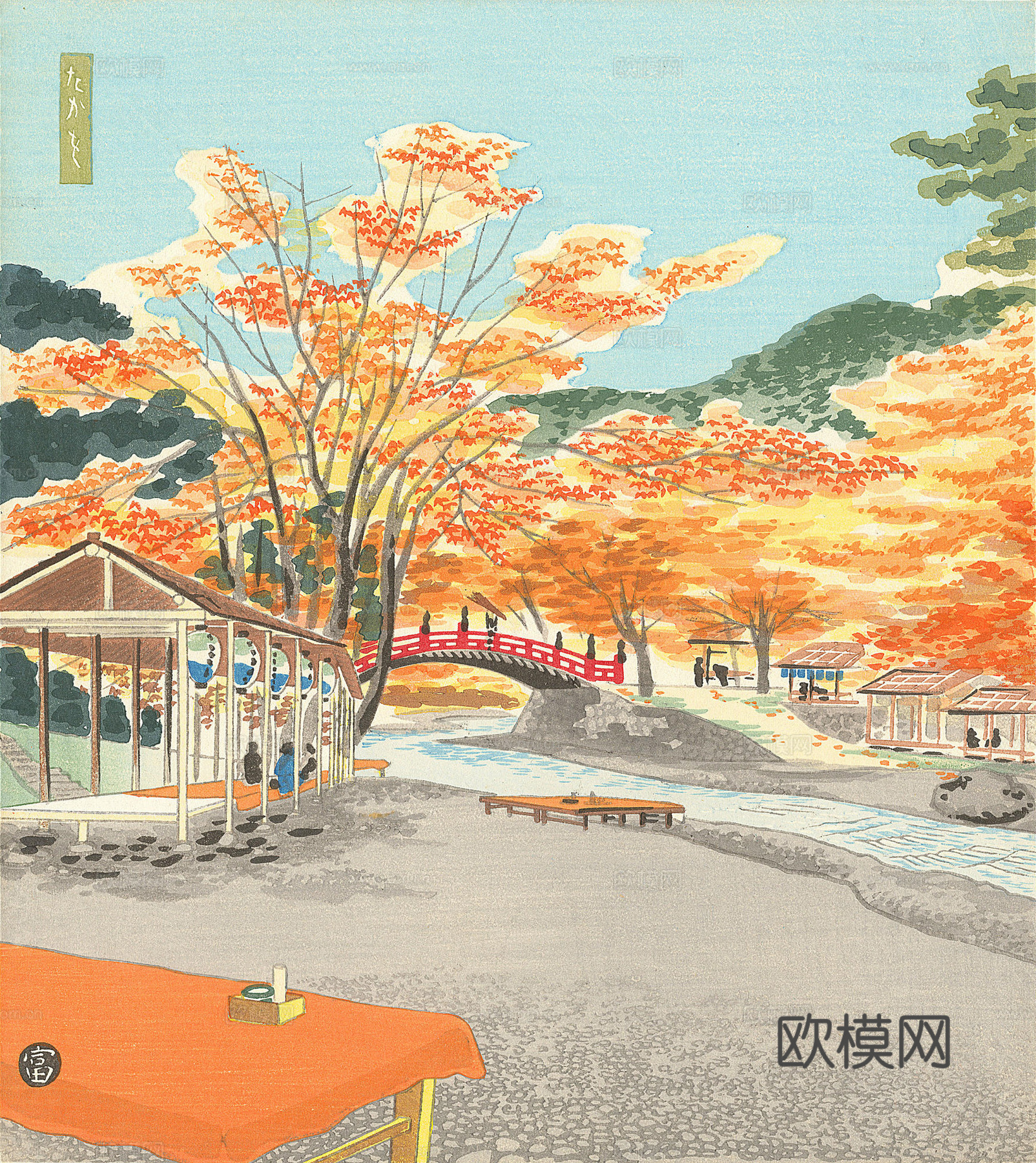 日本浮世绘风景画，日本著名景点绘画2