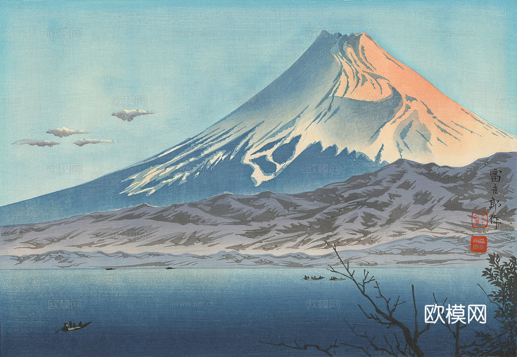 日本浮世绘风景画，日本著名景点绘画62