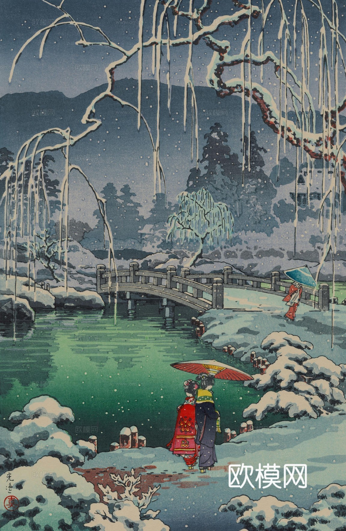 日本浮世绘风景画，日本著名景点风景画56