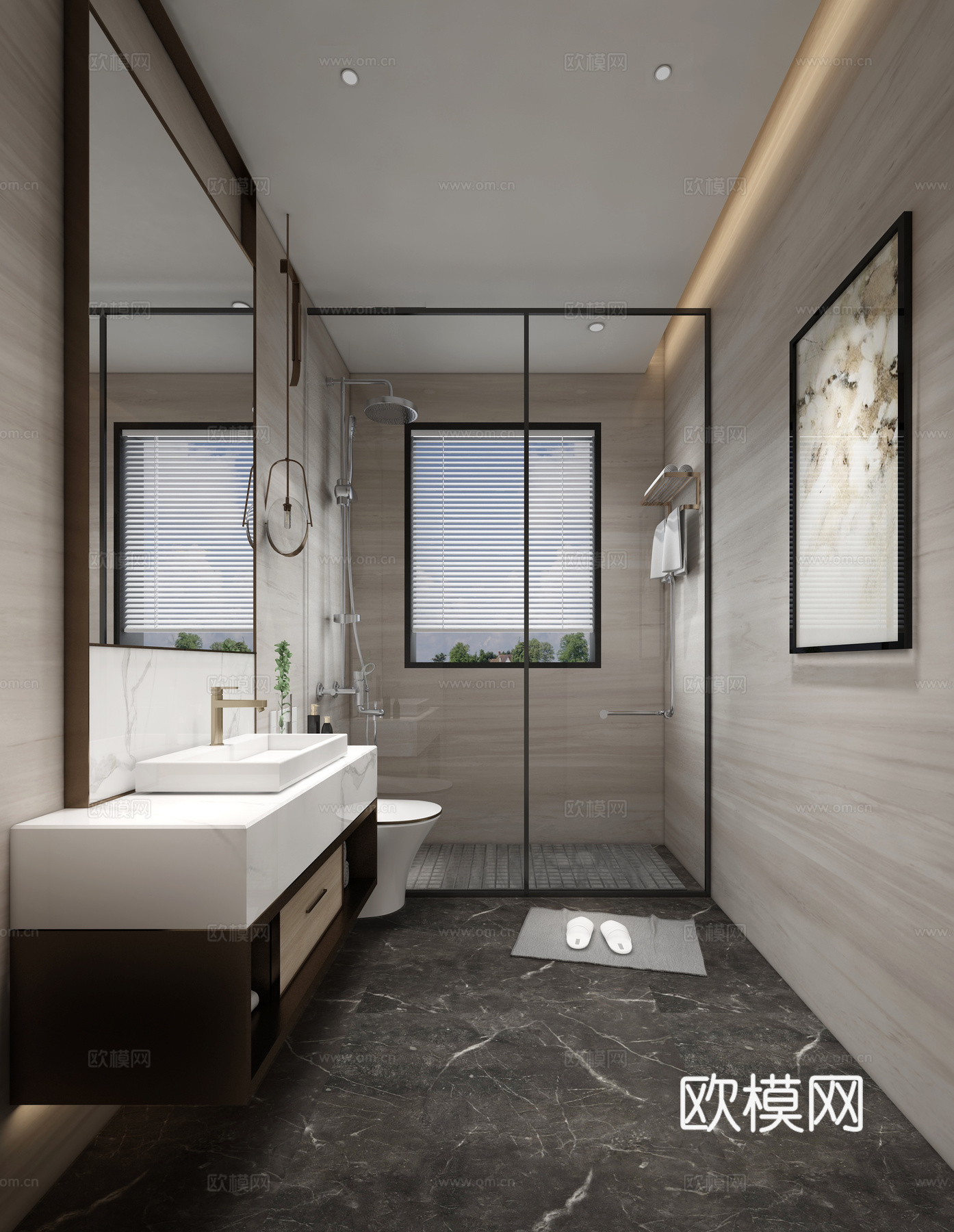 新中式大平层 样板间 最新全套施工图 效果图合集cad施工图