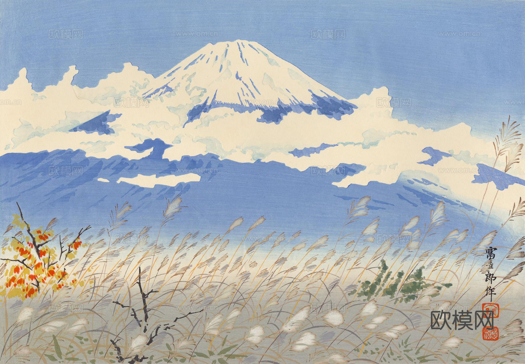 日本浮世绘风景画，日本著名景点绘画114