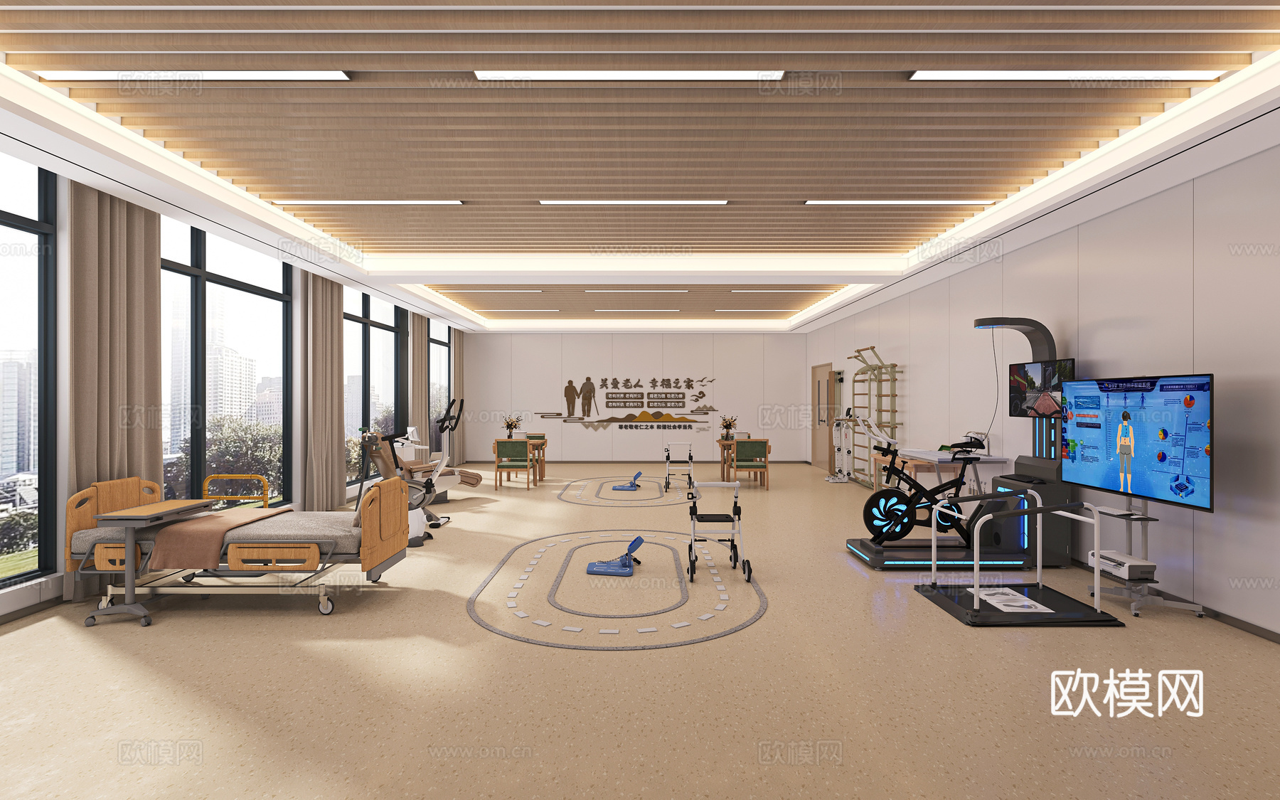 现代康复养老教室3d模型下载（渲染图2）
