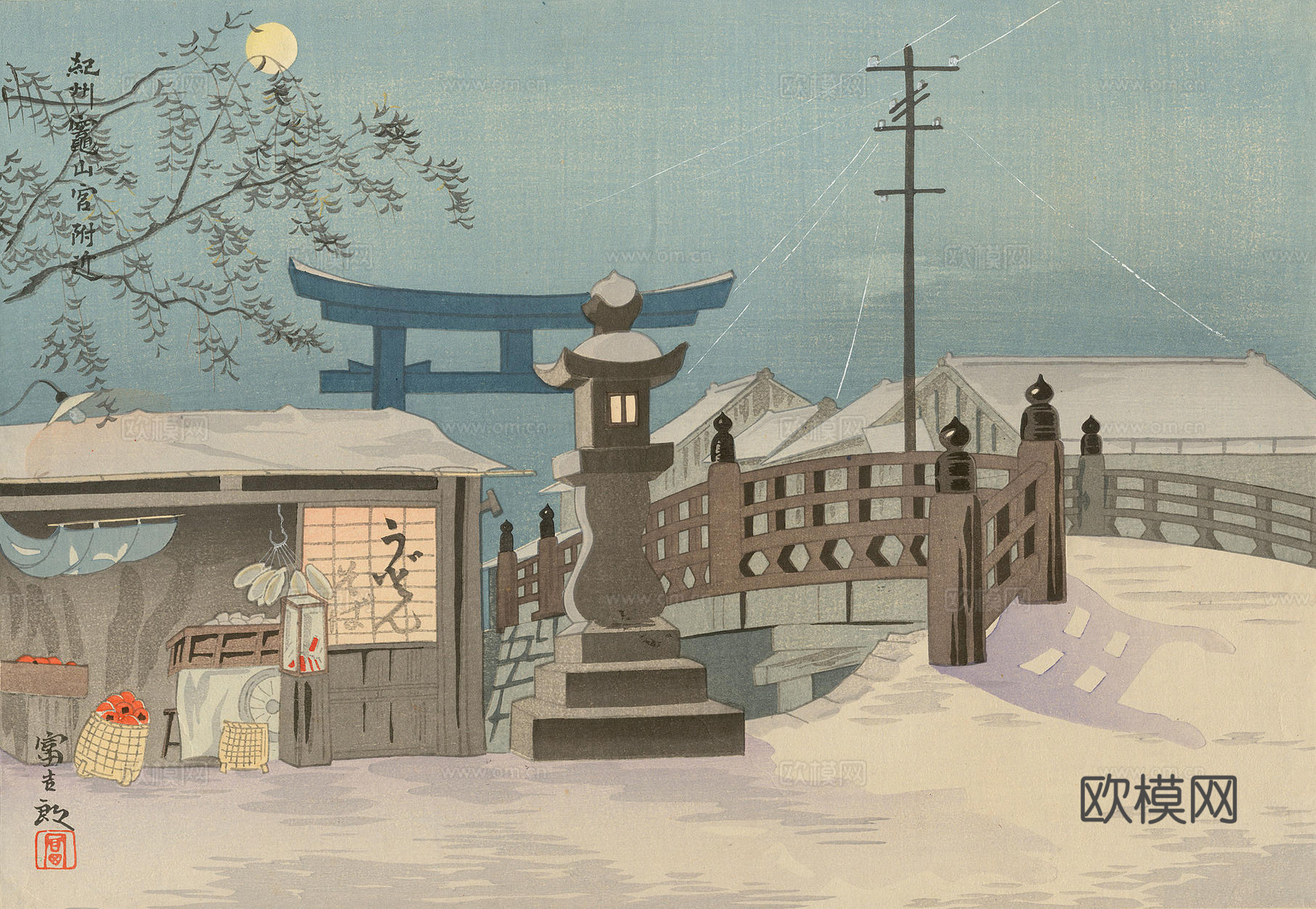 日本浮世绘风景画，日本著名景点绘画71