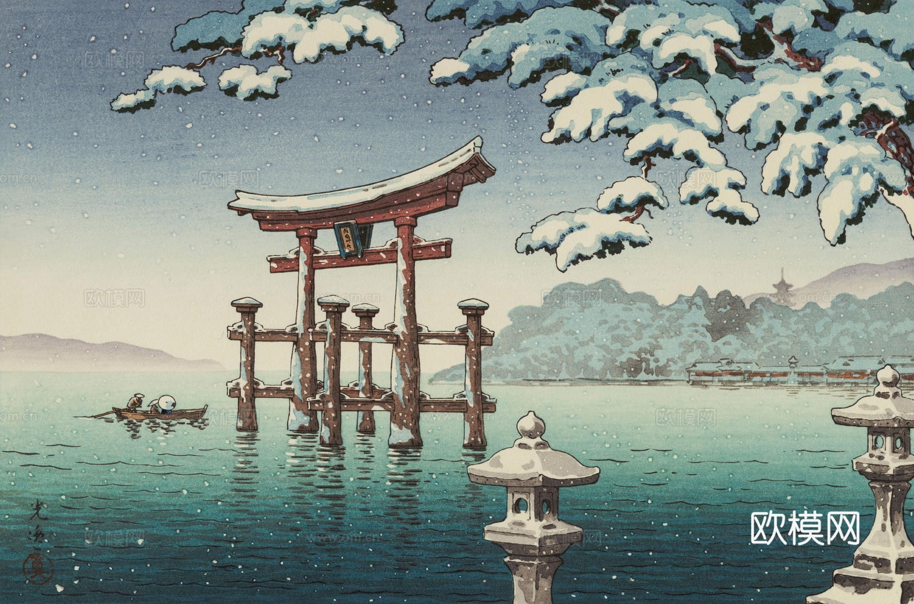 日本浮世绘风景画，日本著名景点风景画63