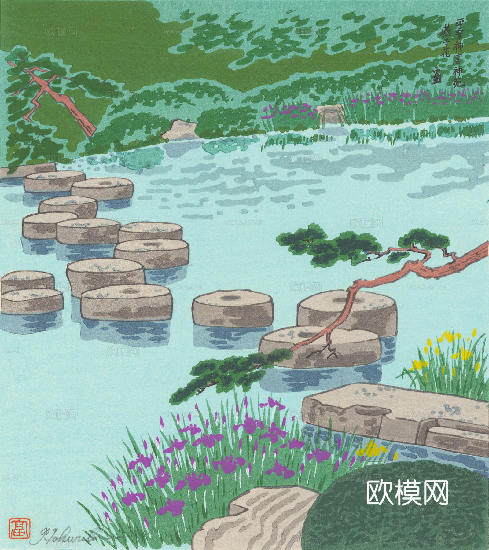 日本浮世绘风景画，日本著名景点绘画38