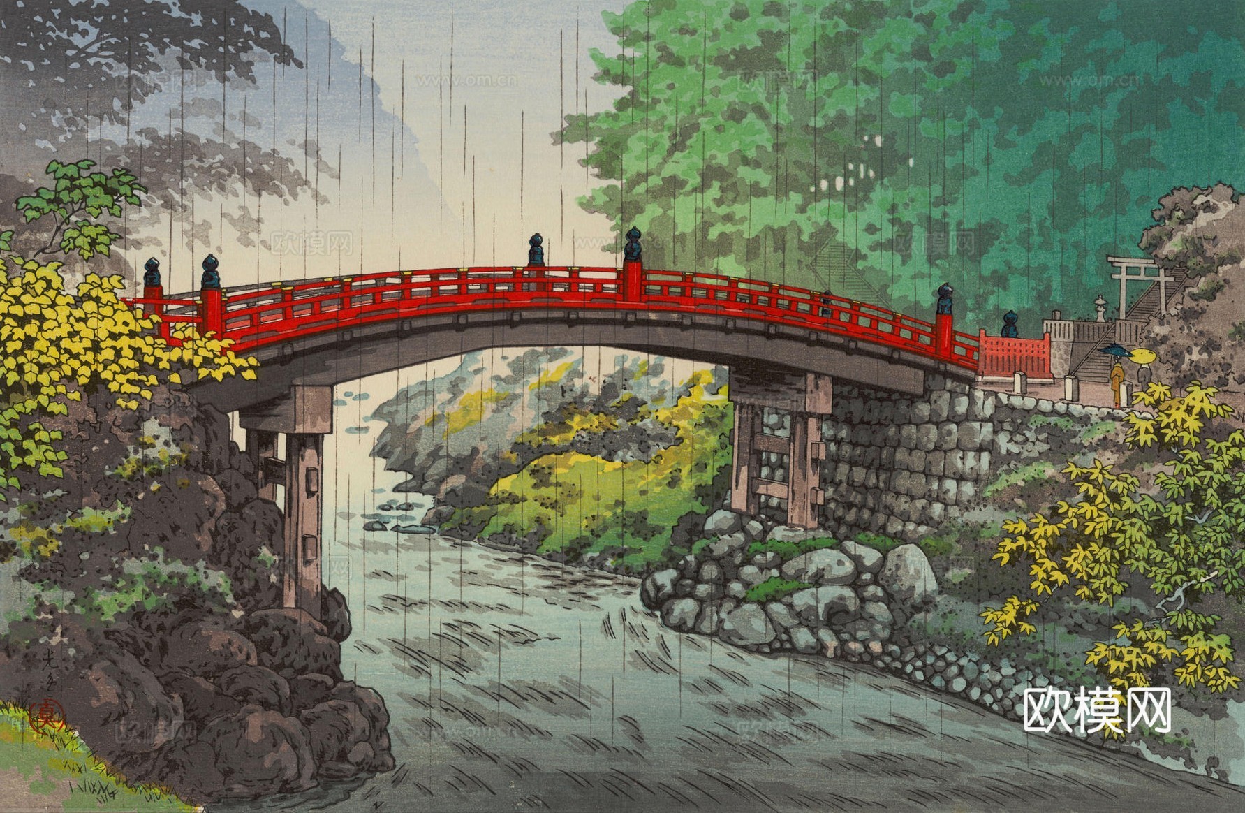 日本浮世绘风景画，日本著名景点风景画46