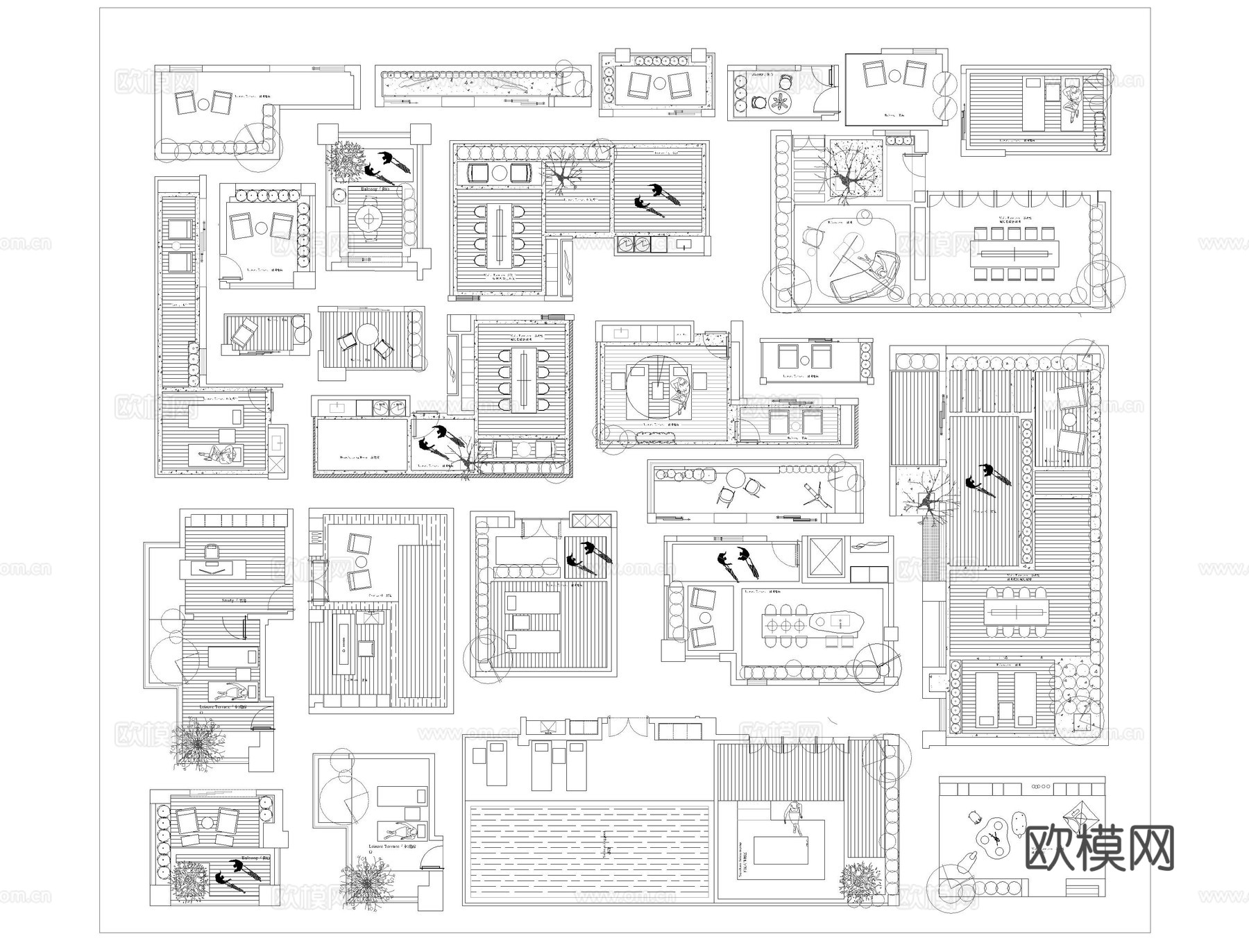 阳台露台CAD平面图cad施工图