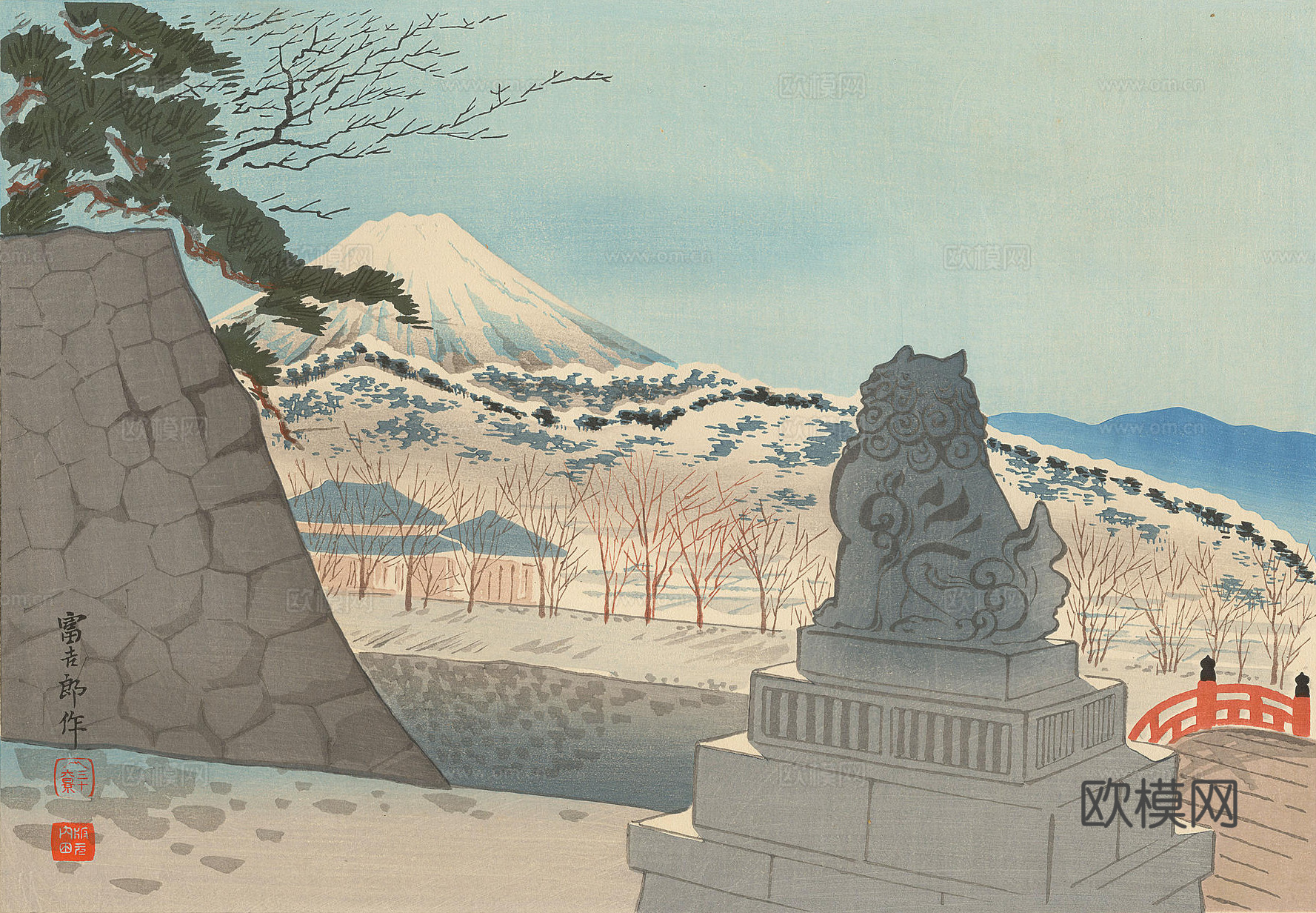 日本浮世绘风景画，日本著名景点绘画50下载