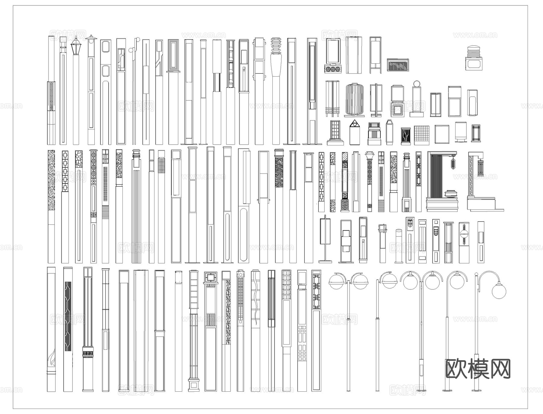 景观庭院灯CAD施工图cad施工图