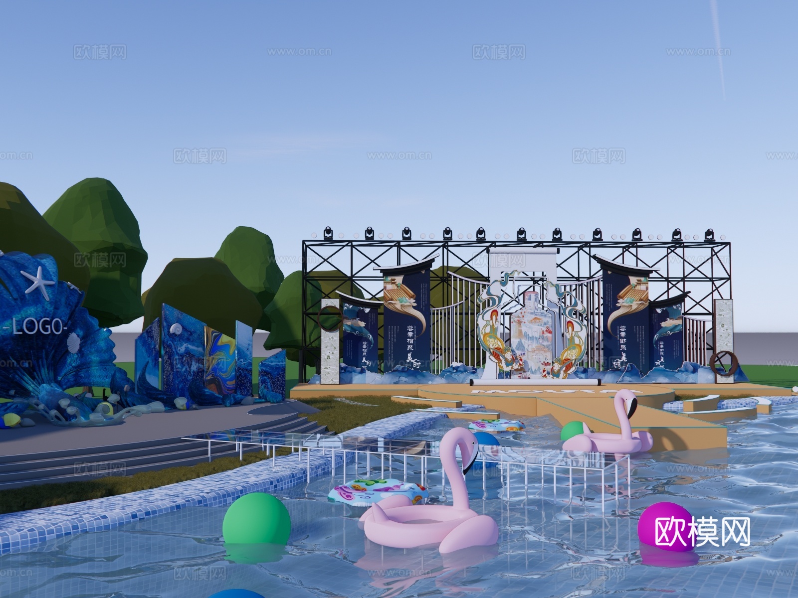 活动美陈室外舞台su模型