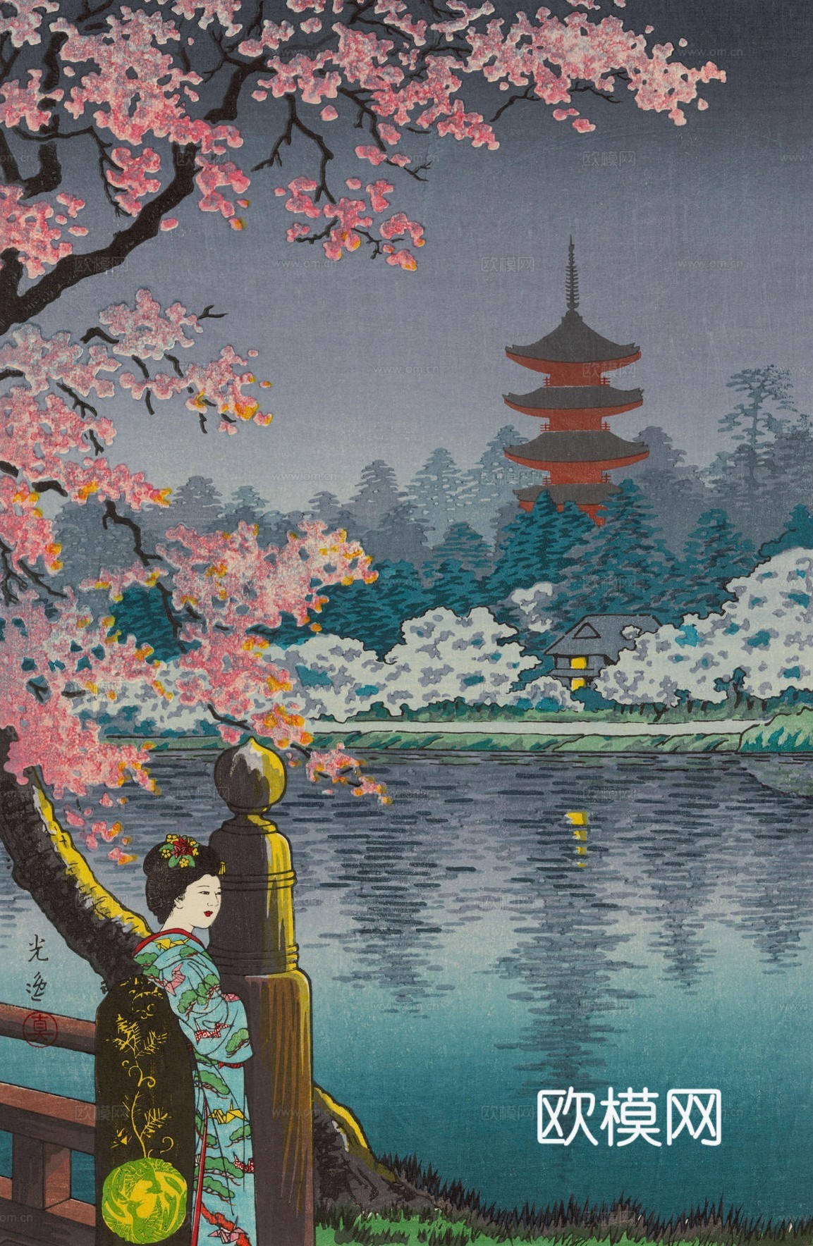 日本浮世绘风景画，日本著名景点风景画57