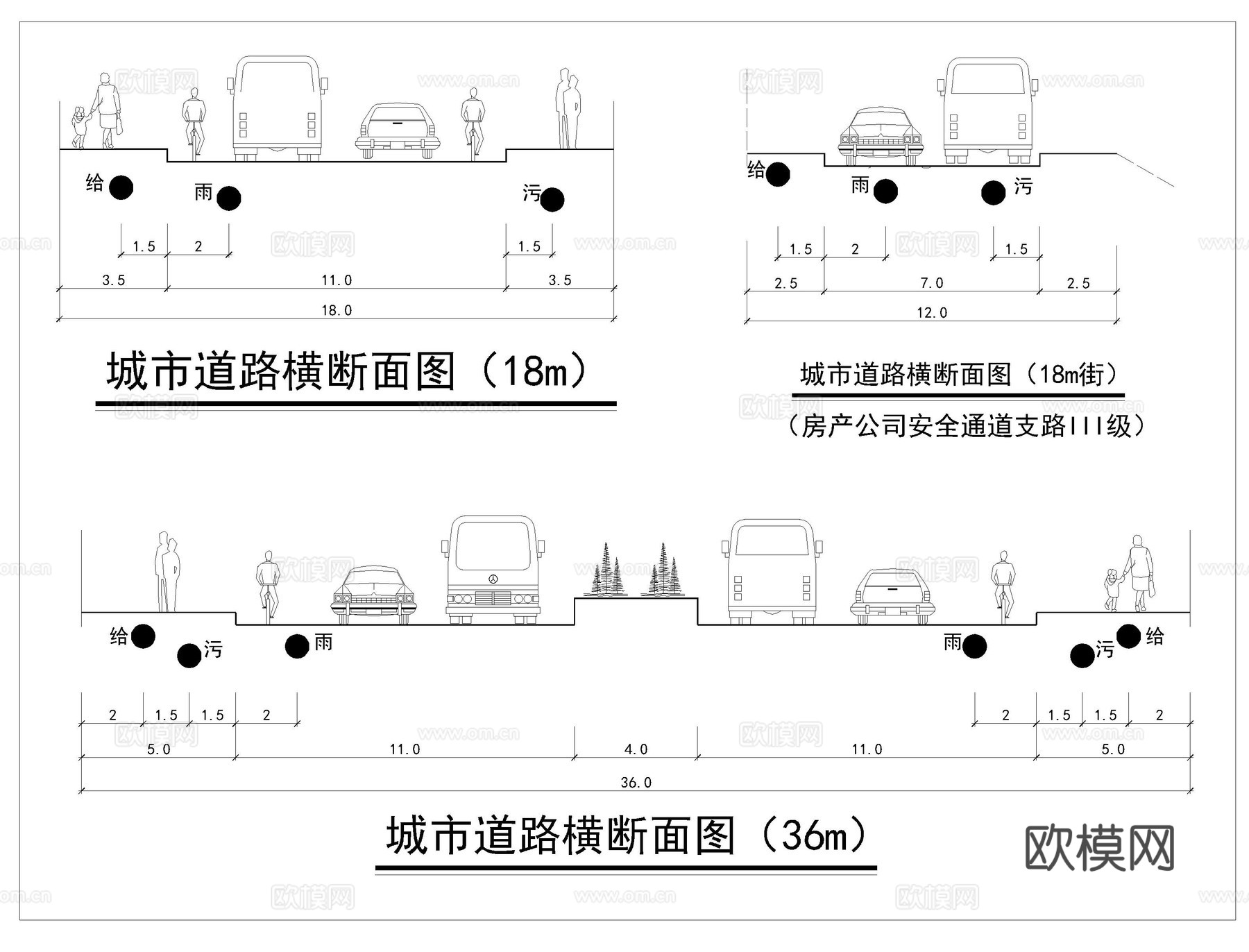 道路横断面CAD施工图cad施工图下载（渲染图1）