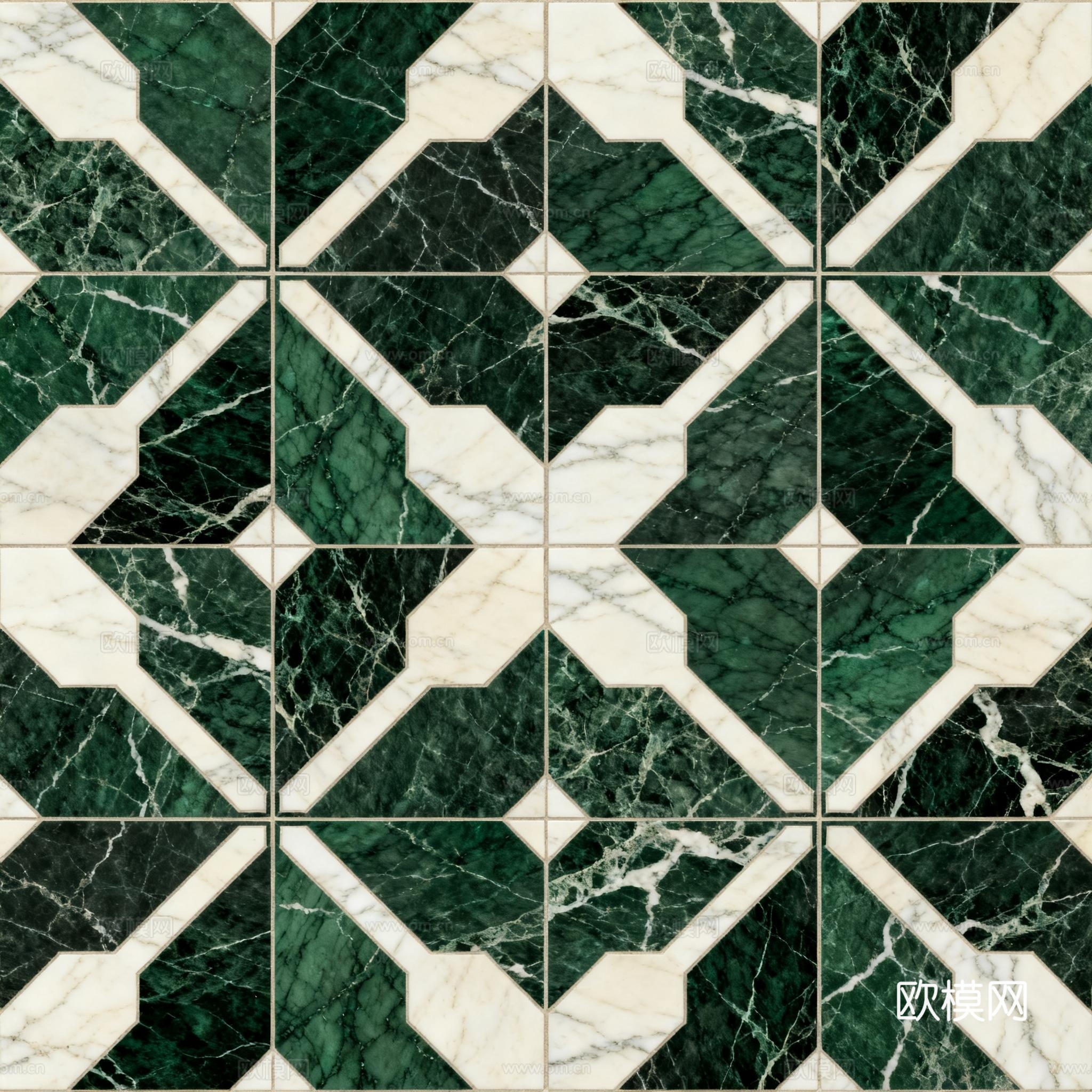 绿白色石材拼花 花卉图案水切刀拼花石材 绿色石材拼花马赛克下载