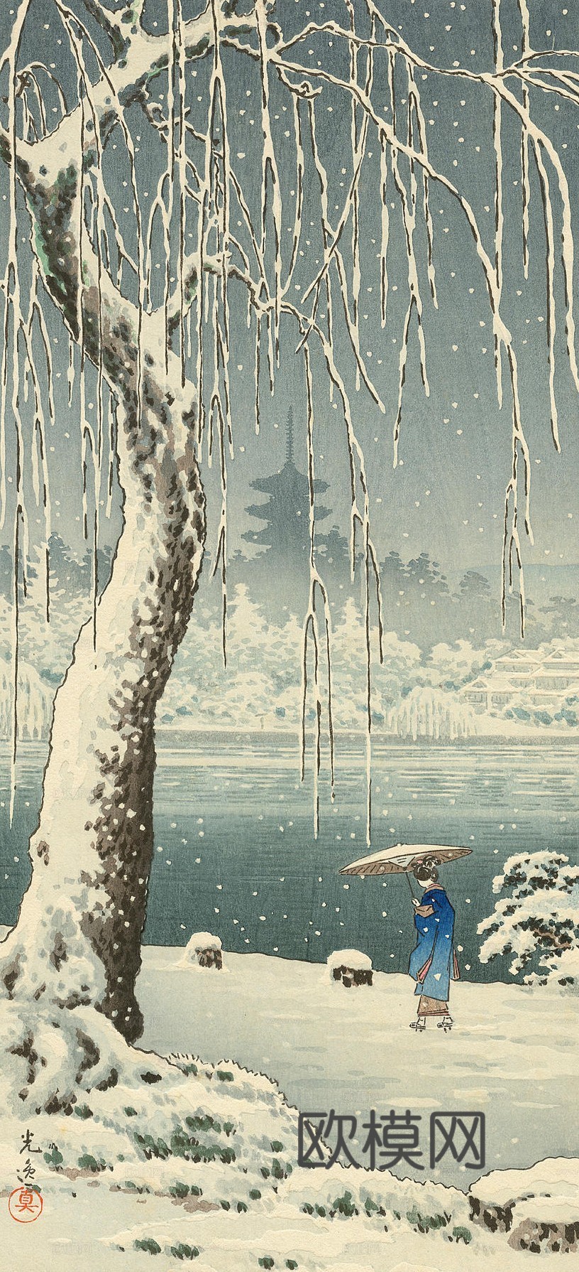 日本浮世绘风景画，日本著名景点风景画60