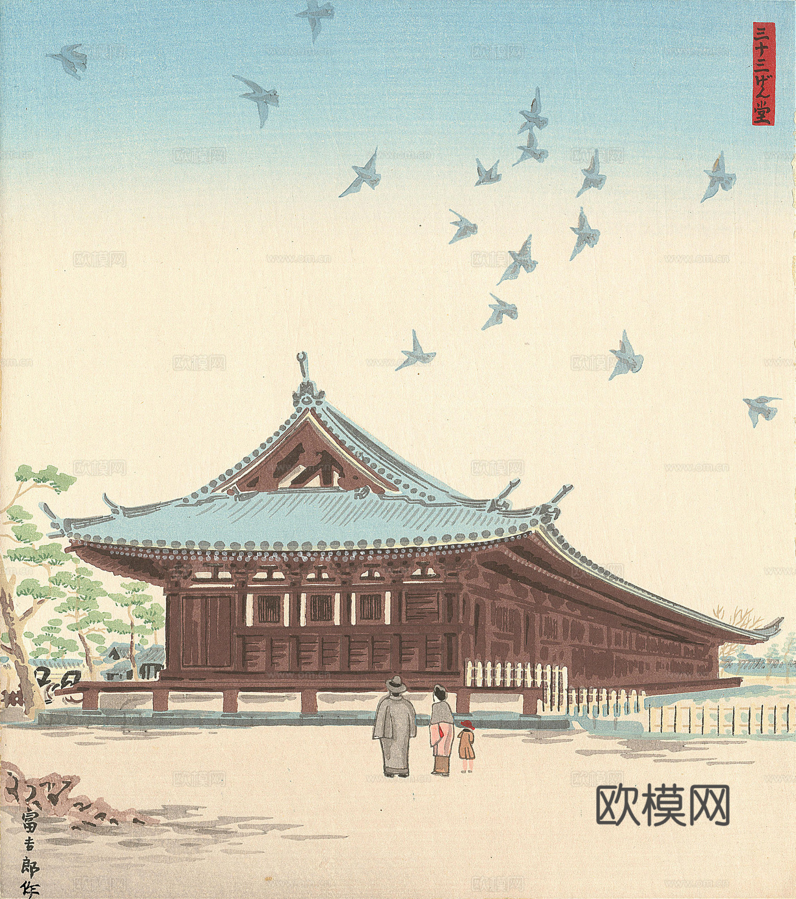 日本浮世绘风景画，日本著名景点绘画26下载