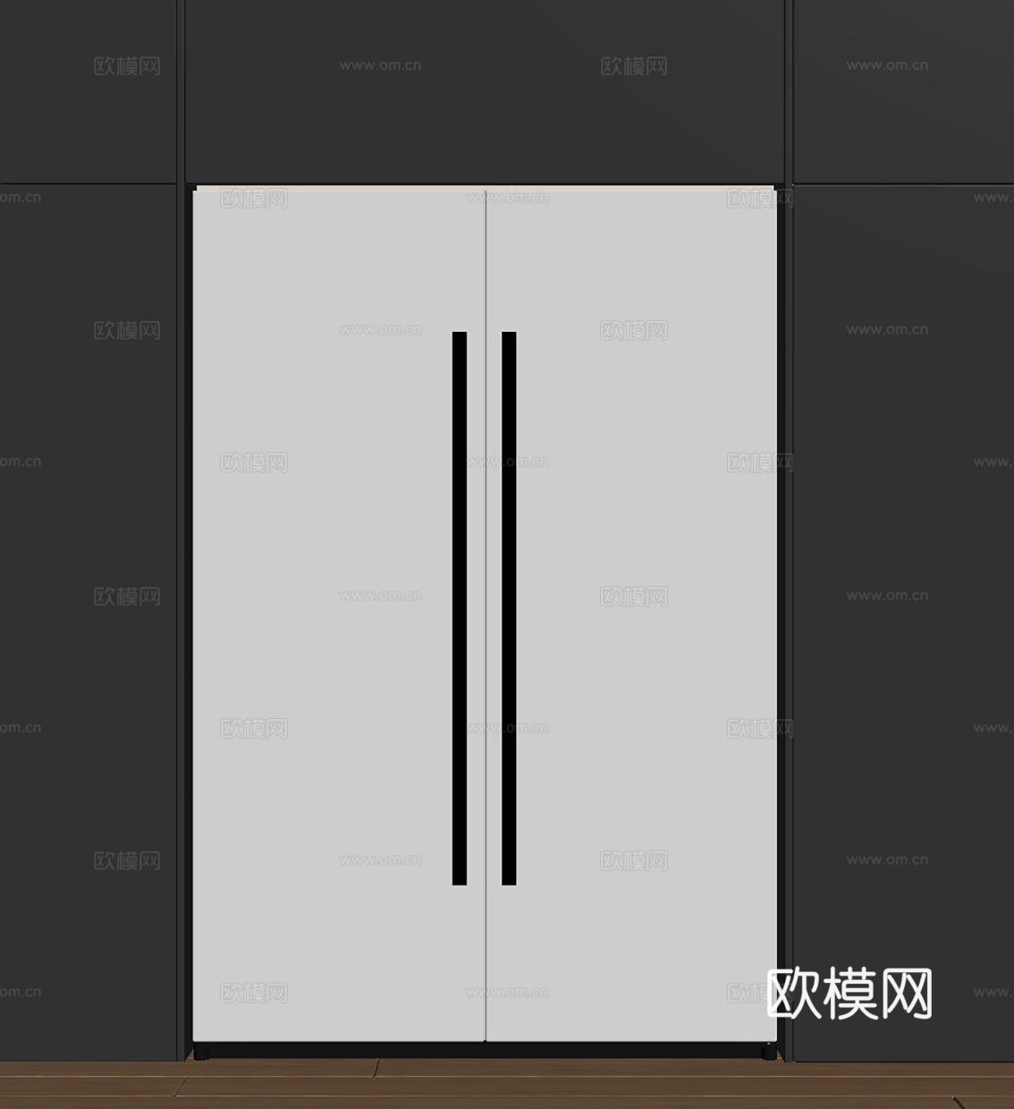 现代极简冰箱 双开门冰箱 简约冰箱柜 中古冰箱 意式冰箱 厨su模型