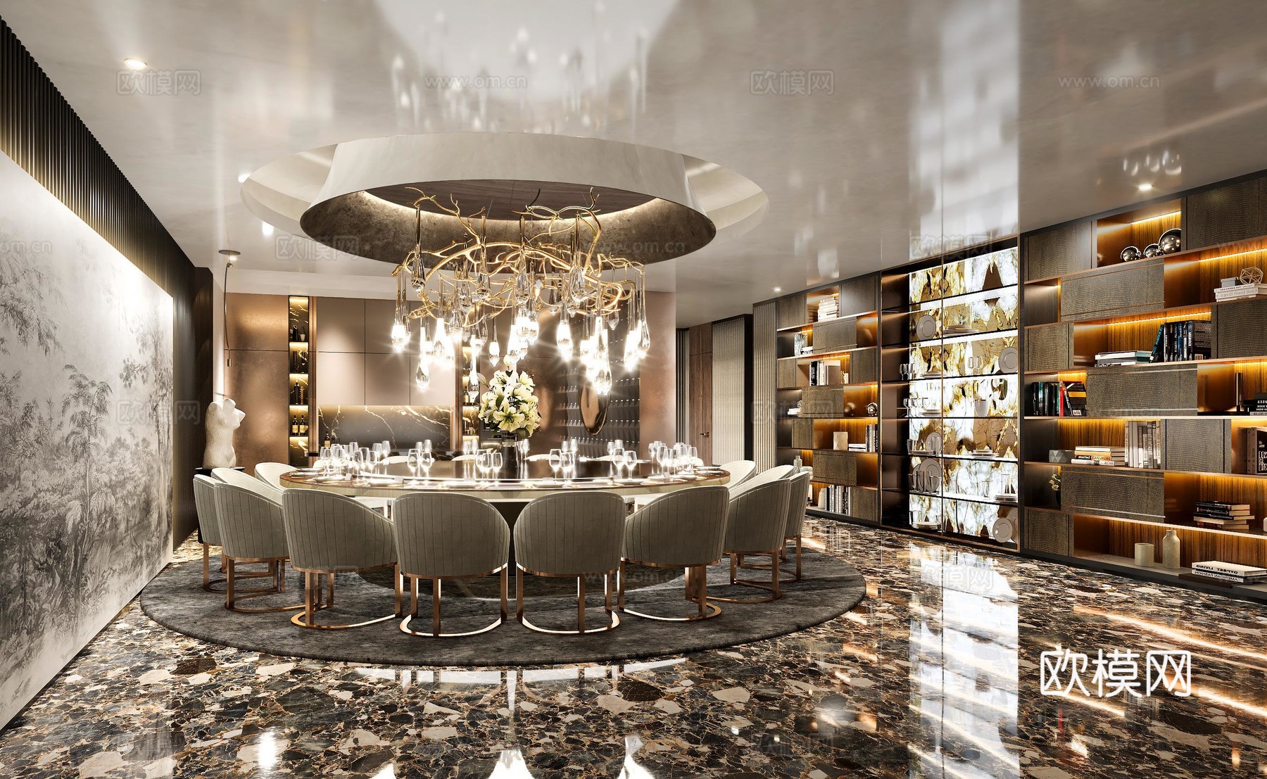 轻奢别墅 样板间 最新全套施工图 效果图合集cad施工图