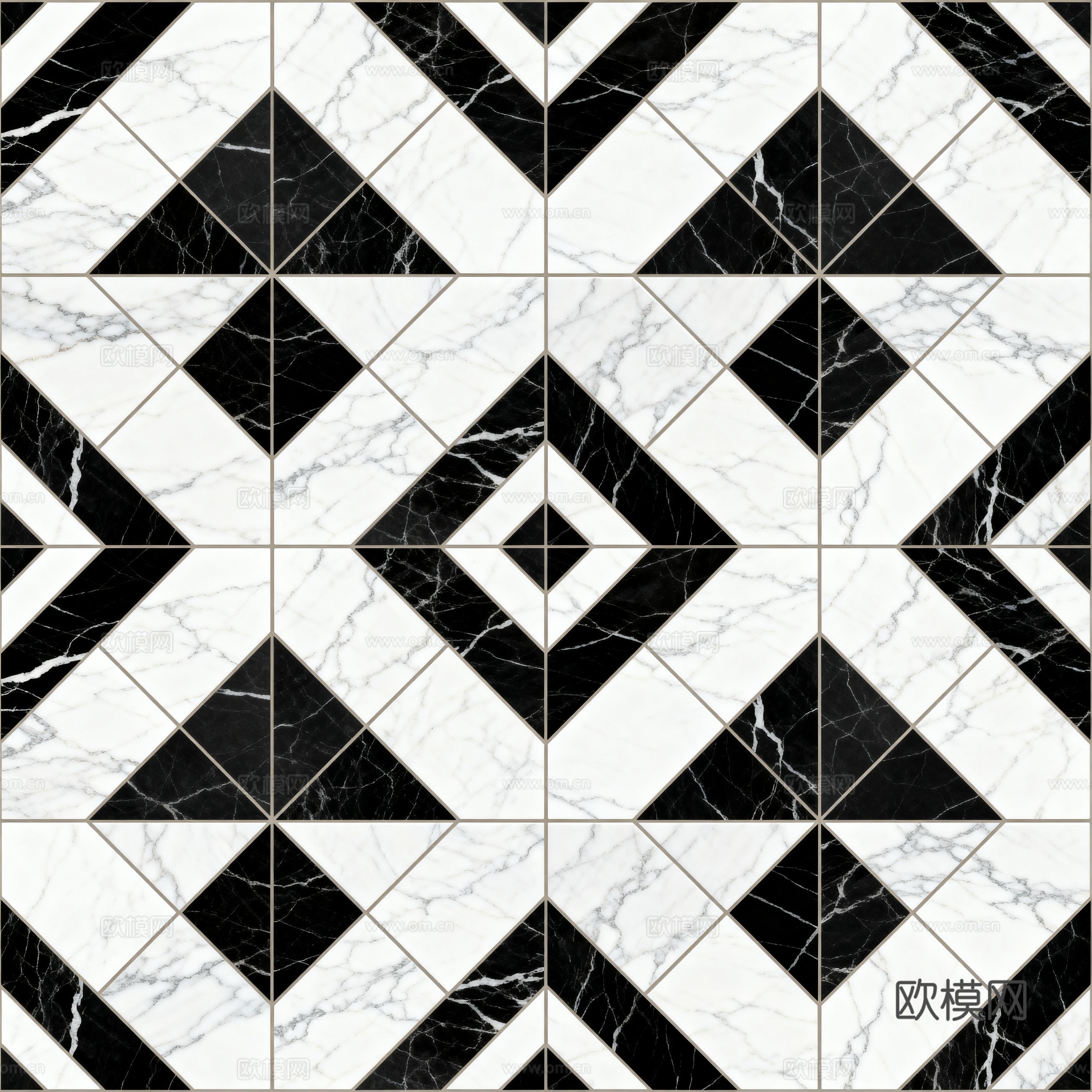 现代花砖 黑白石材拼花 几何图案水刀石材拼花 石材马赛克
