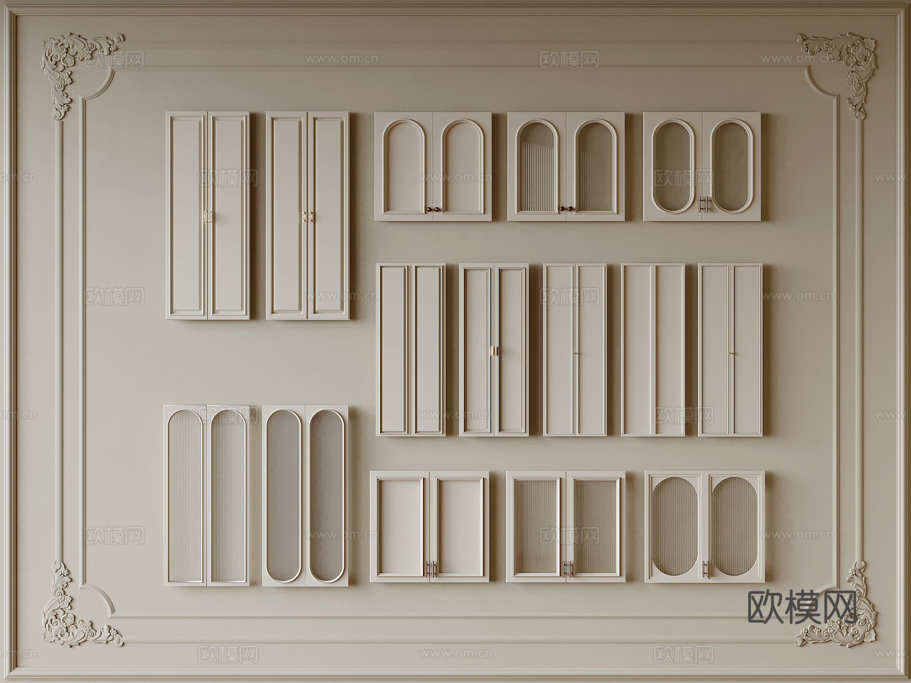 法式柜门3d模型下载