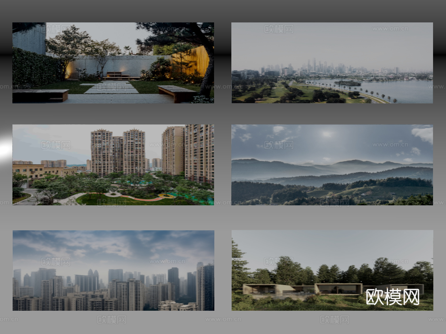 现代背景 环绕背景 城市背景 森林背景 外景贴图su模型下载（渲染图2）