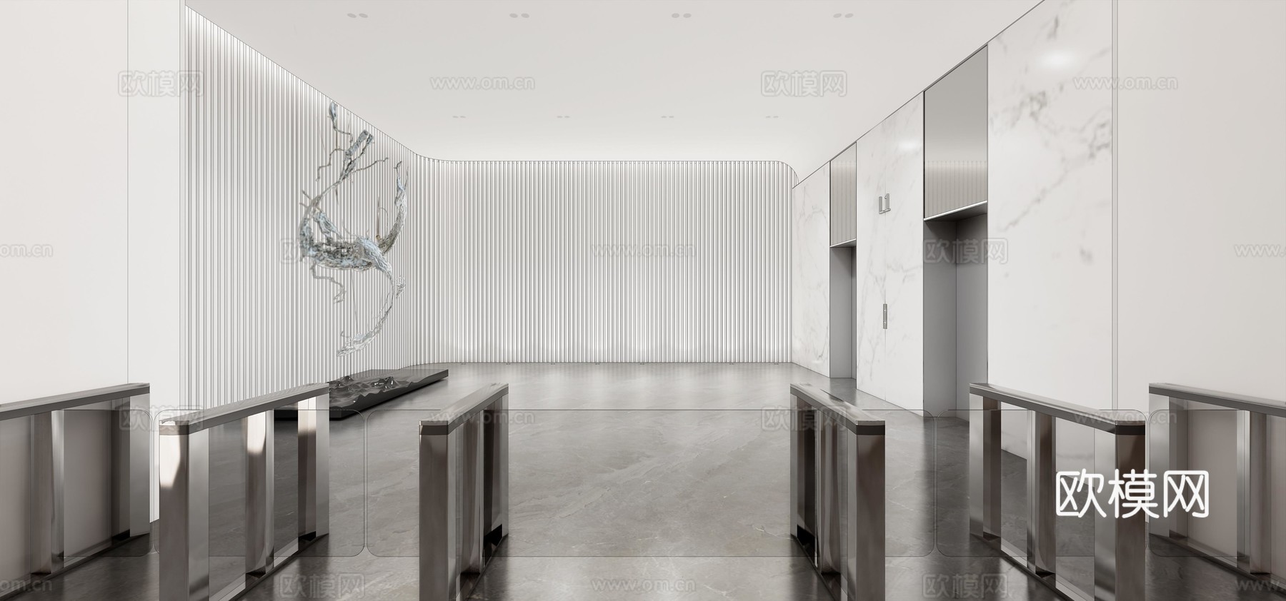 办公楼大堂 最新全套施工图 效果图合集cad施工图