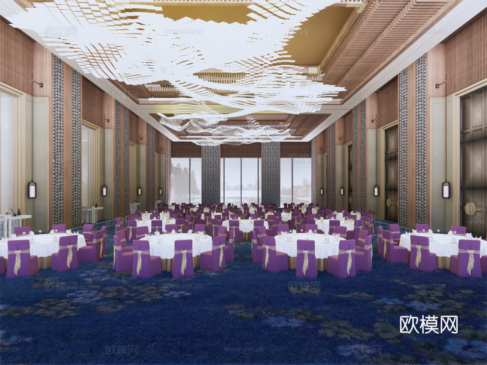 工装酒店空间宴会厅su模型