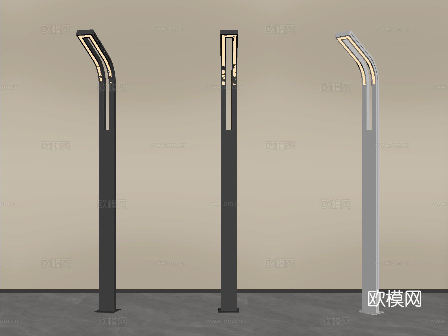 现代路灯户外灯 高杆灯路灯 园林景观灯组合su模型