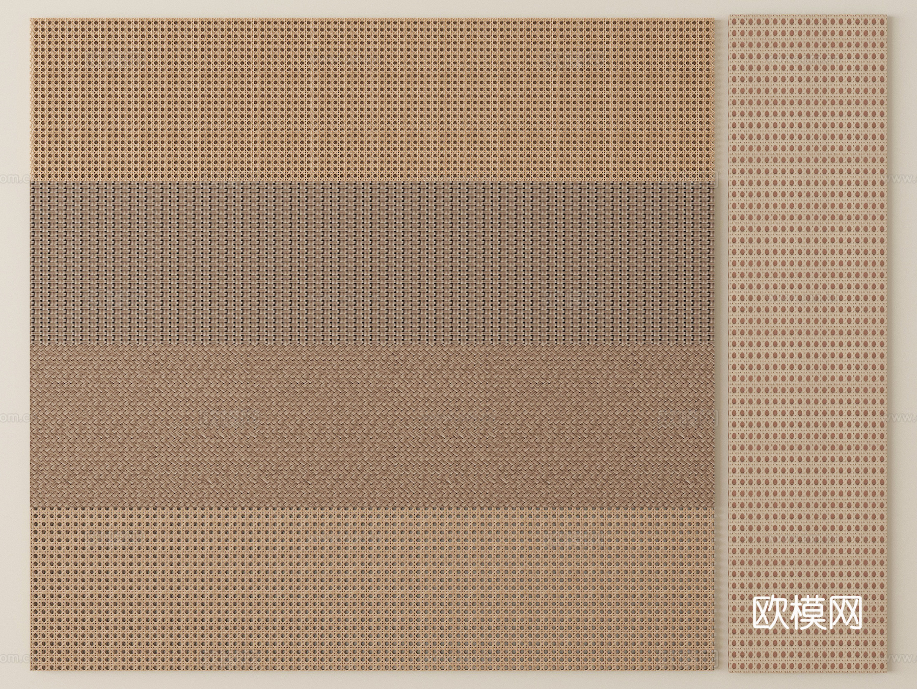 中式藤编屏风隔断 藤编制品su模型