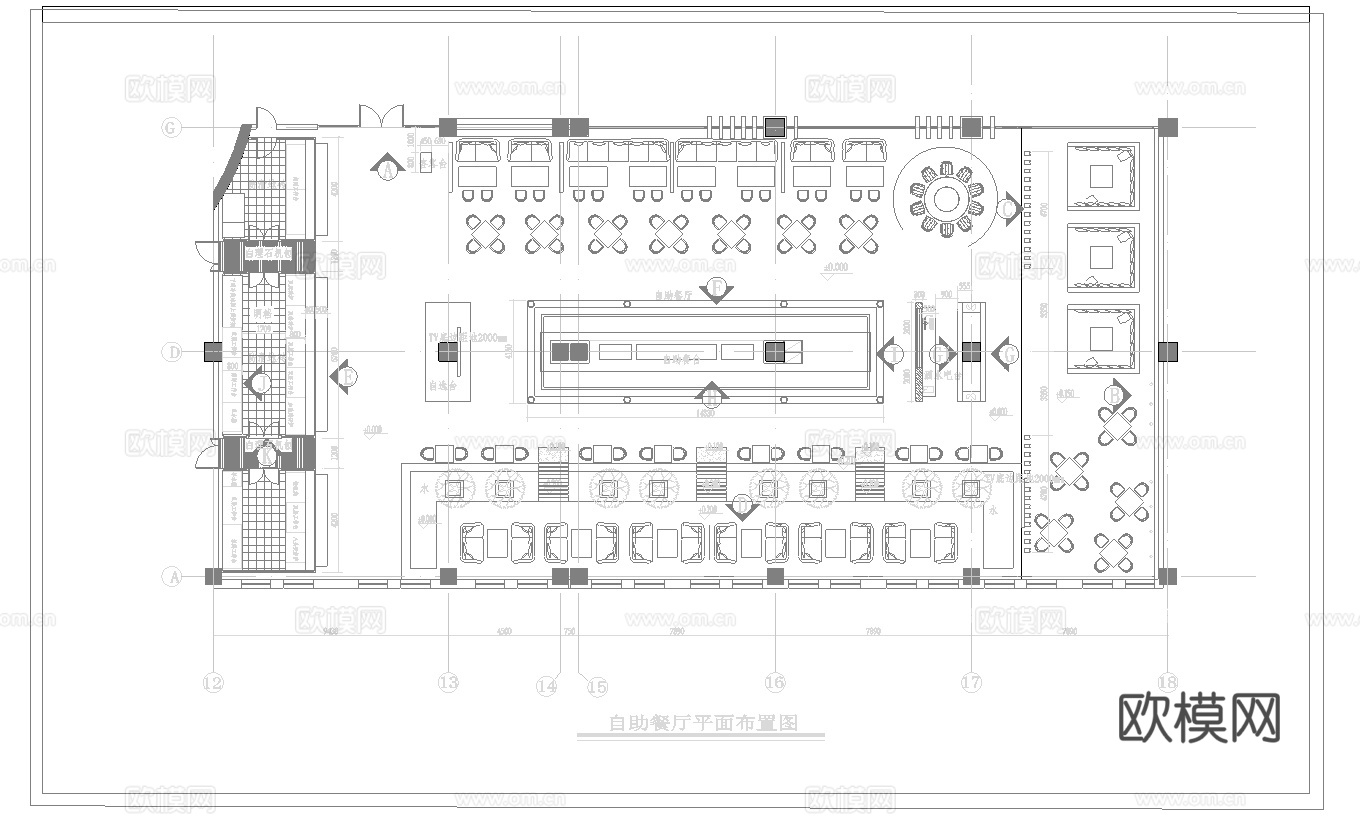 730平自助餐厅 最新全套施工图合集cad施工图