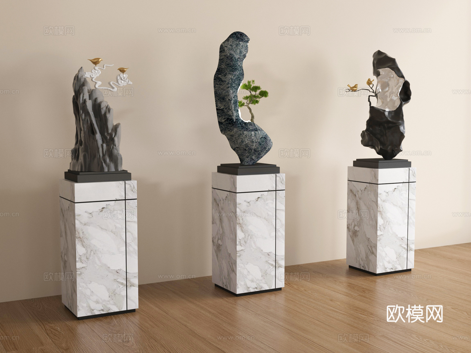 现代雕塑摆件 装饰品su模型