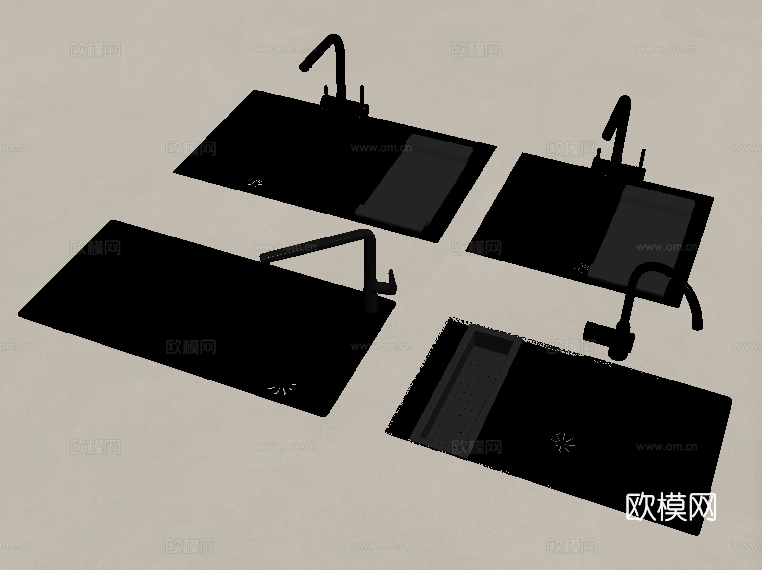 现代洗菜盆 水槽 水龙头 不锈钢水槽su模型