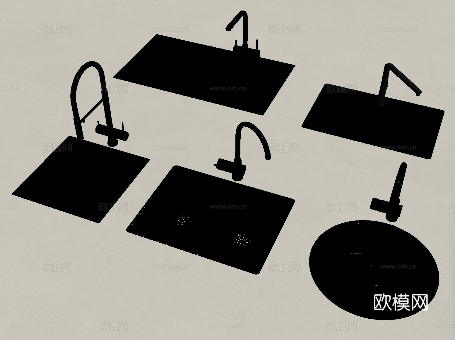 现代洗菜盆 水槽 水龙头 不锈钢水槽su模型