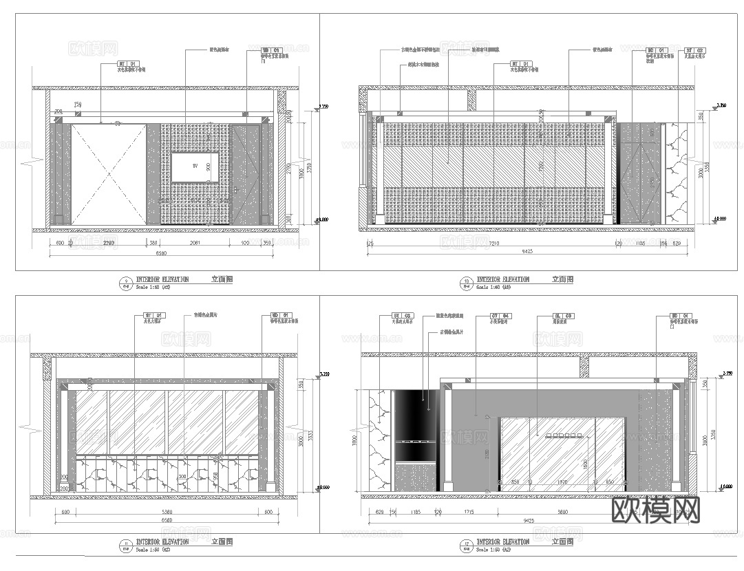 1400平中餐厅 最新全套施工图合集cad施工图cad施工图