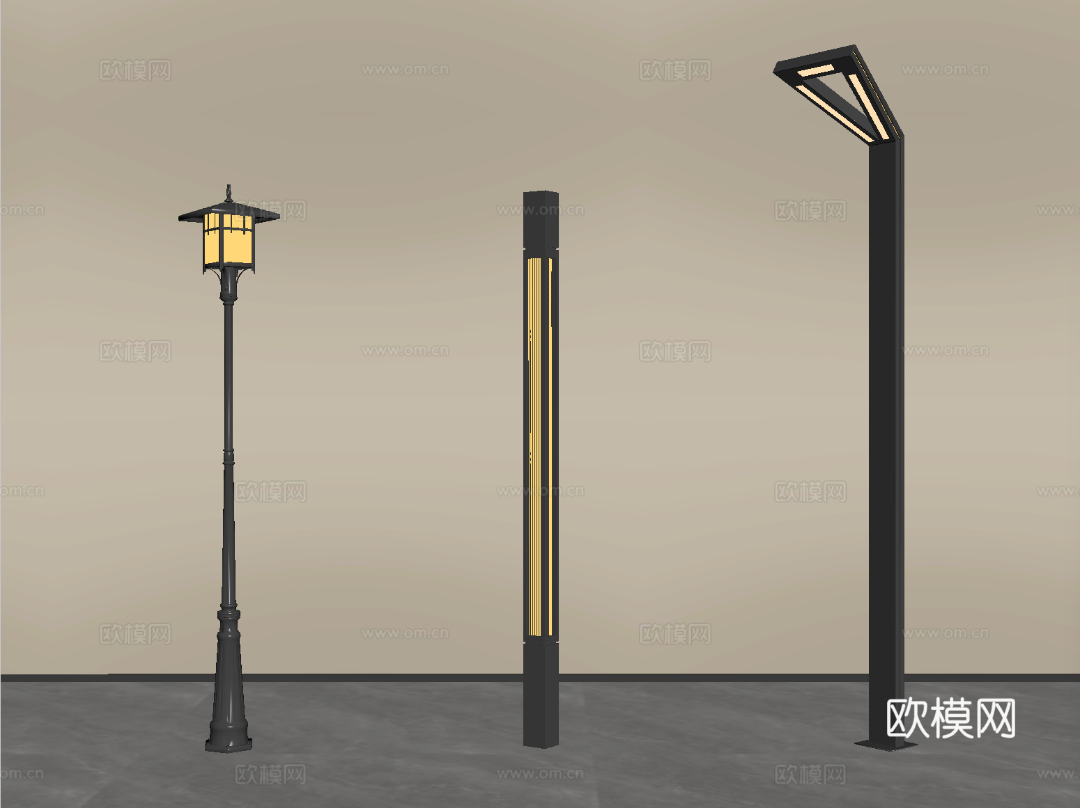新中式景观灯 高杆灯 路灯 园林景观灯 户外灯su模型