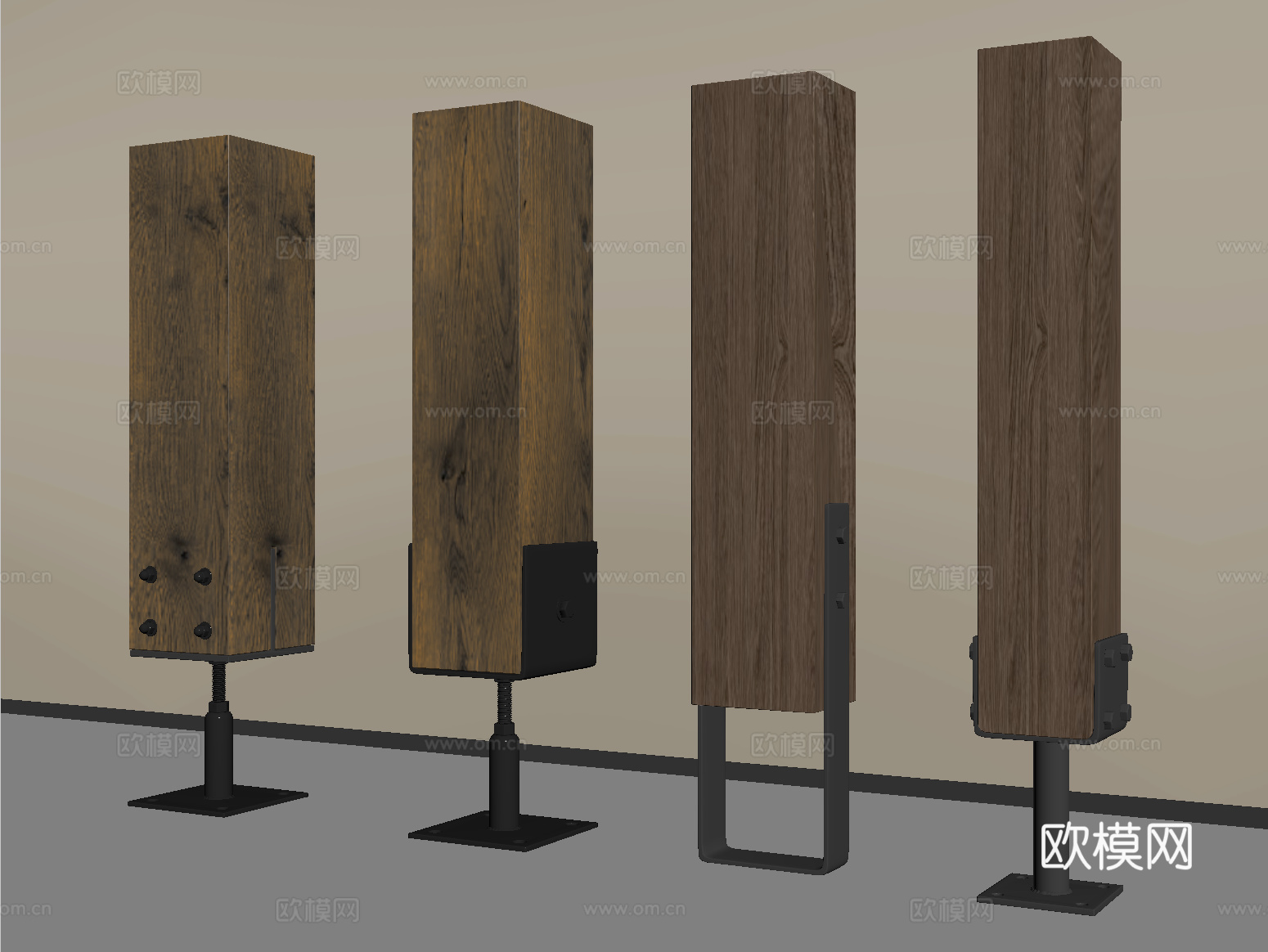 现代柱子 老木头柱子 老木板 木梁 户外枕木su模型